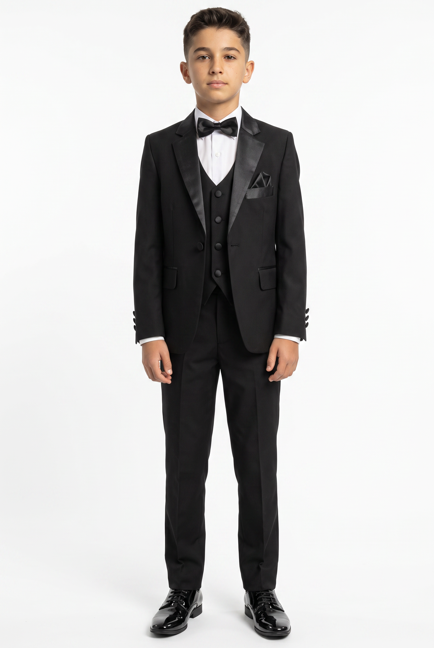 Costume smoking à revers brillants pour garçon - Noir