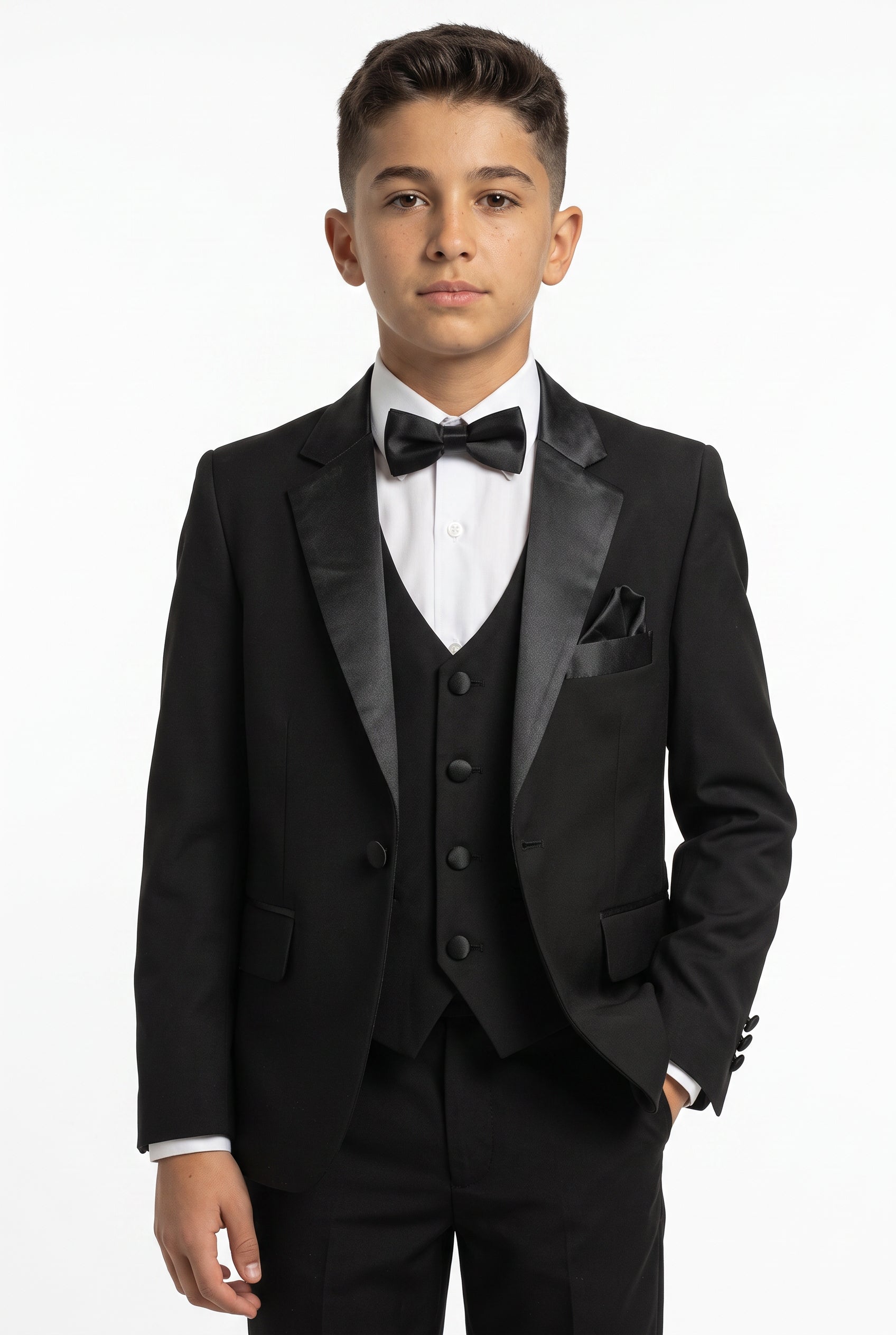Costume smoking à revers brillants pour garçon - Noir