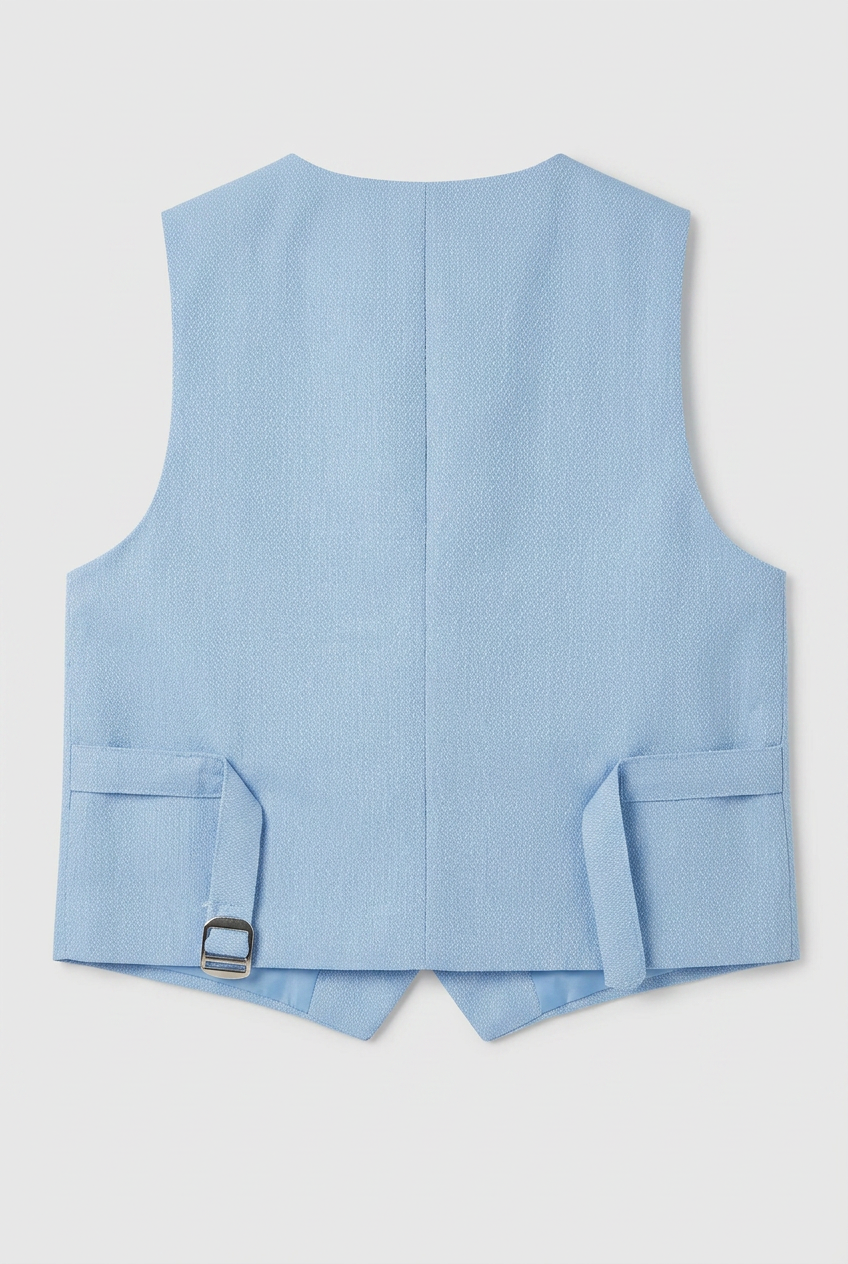 Jungen Slim Fit Strukturierte Weste Anzug Set, formelles Outfit - Baby Blau