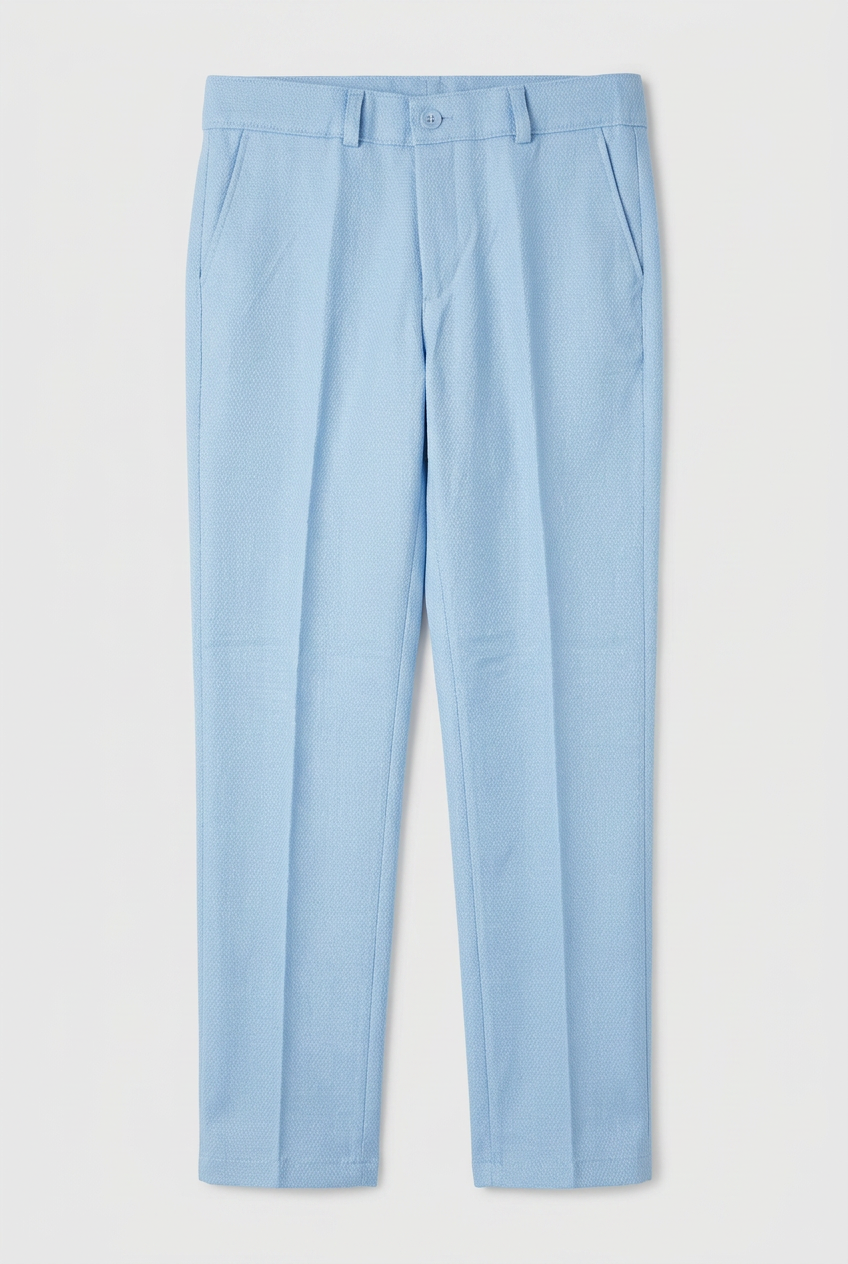Jungen Slim Fit Strukturierte Weste Anzug Set, formelles Outfit - Baby Blau