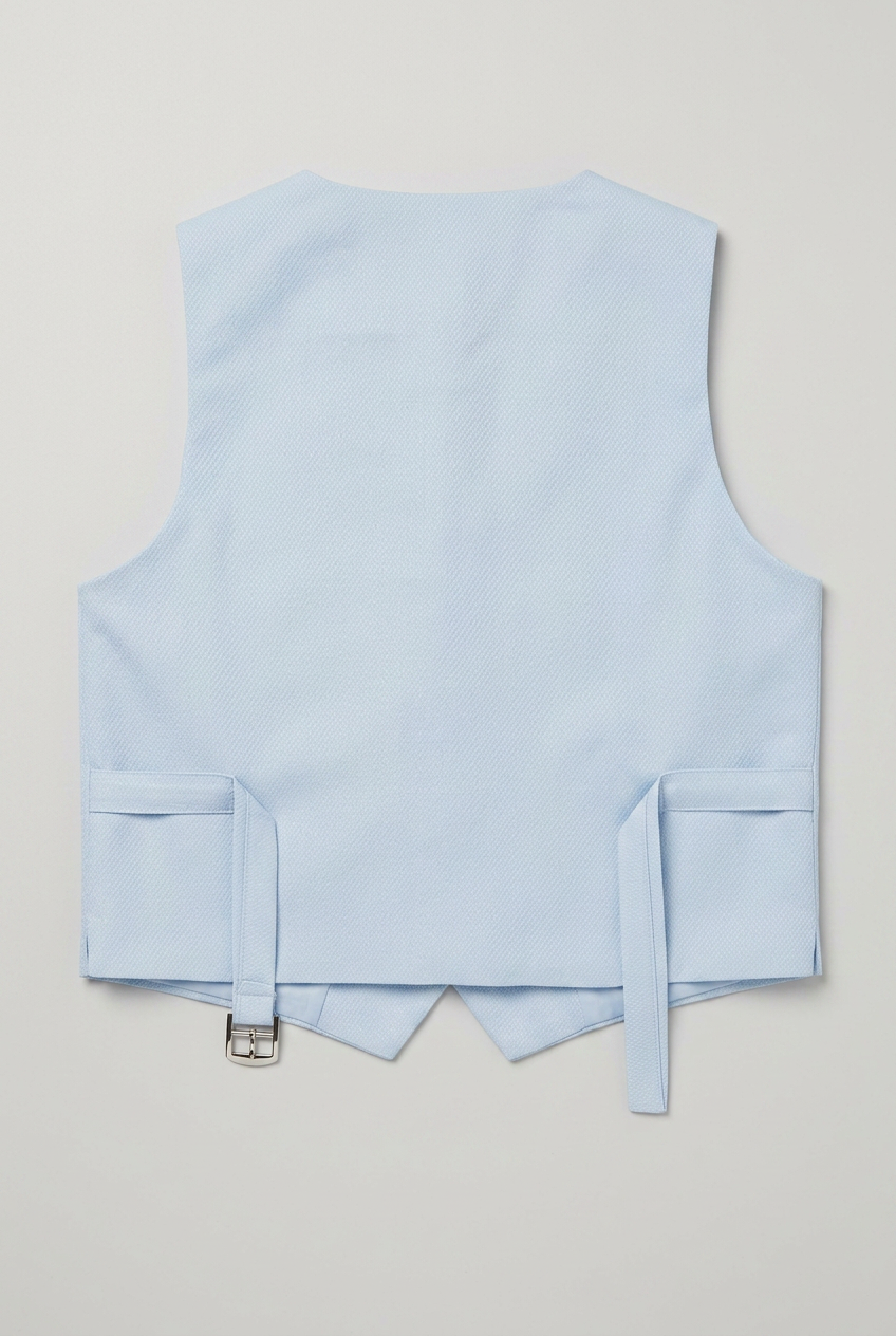 Jungen Slim Fit Strukturierte Weste Anzug Set, formelles Outfit - Hell Blau
