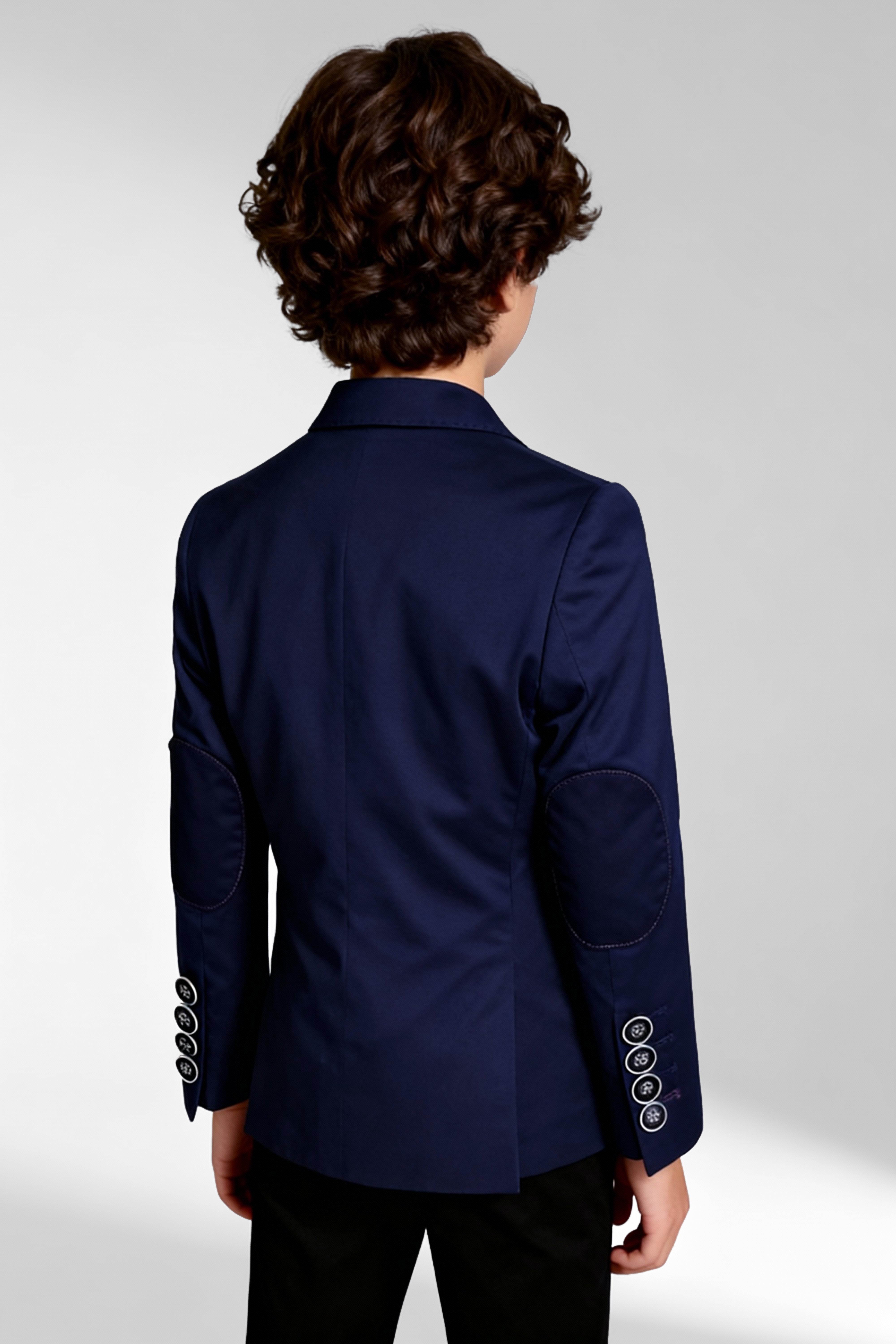 Boys Slim Fit Cotton Blazer - Navy Blue Back Picture