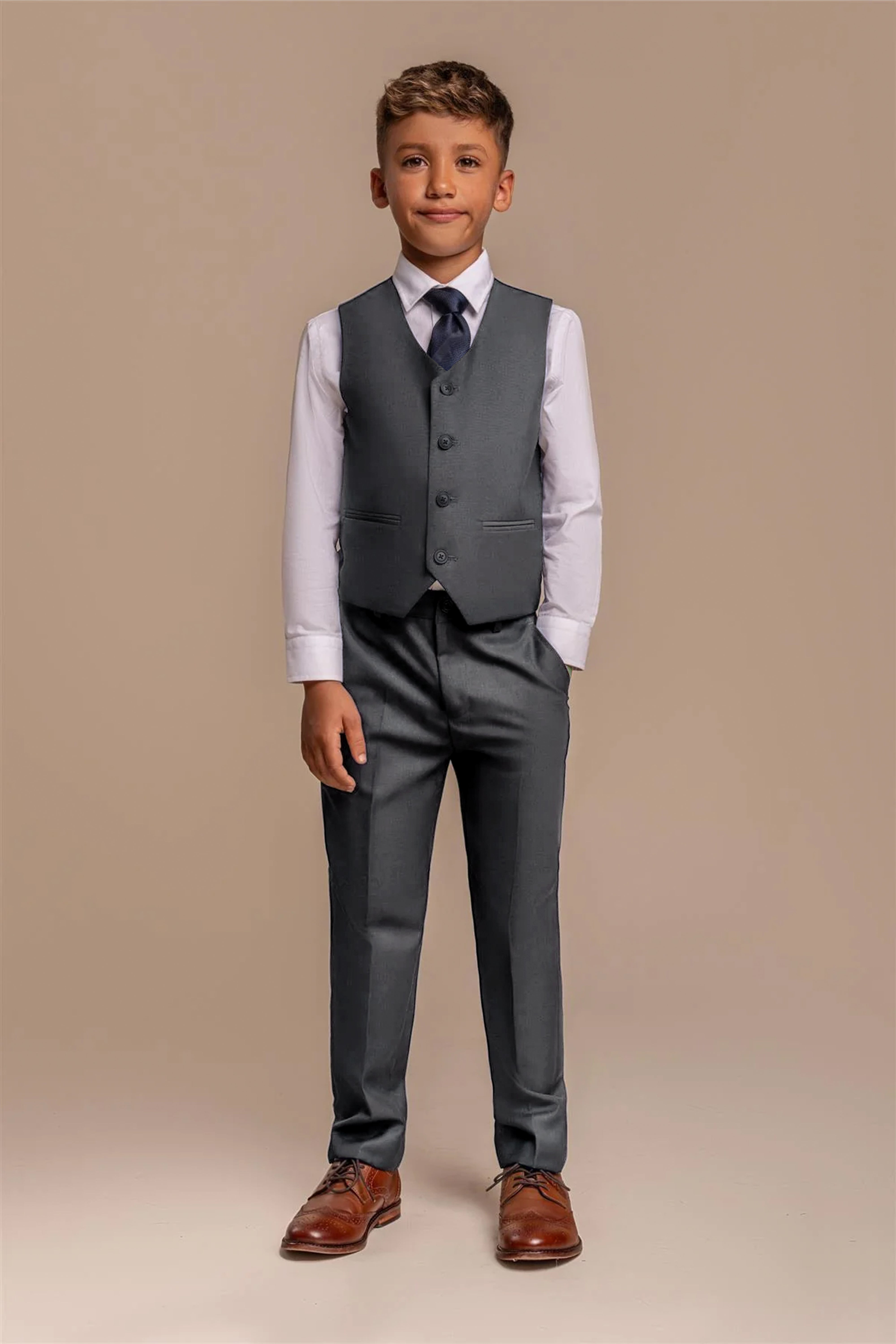 Boys Slim Fit Dark Grey Suit - VERONA - Charcoal Grey