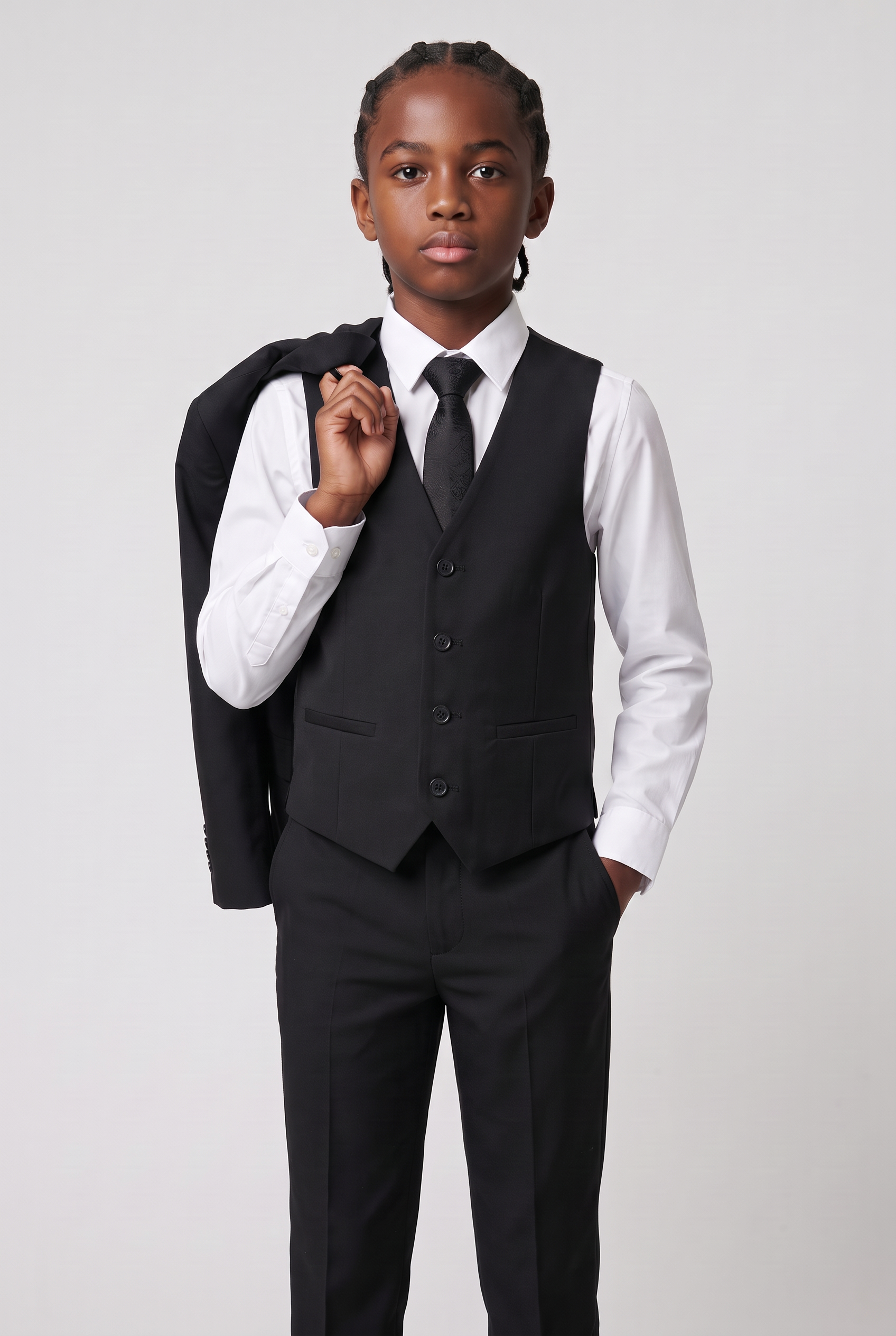 Jungen Slim Fit Formeller Schwarzer Anzug - MARCO - Schwarz