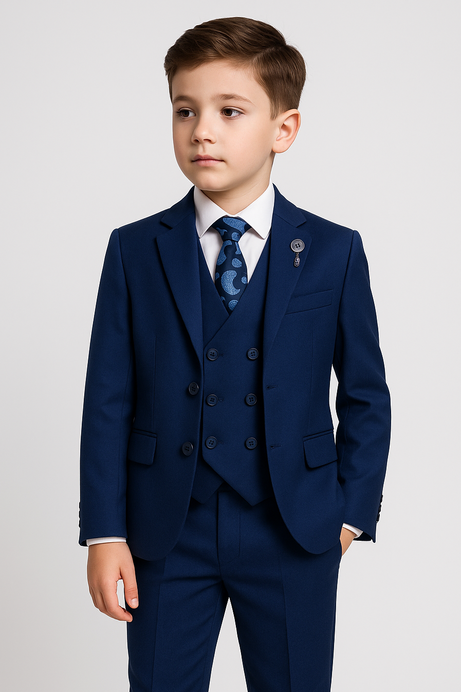 Boys Slim Fit Formal Suit - Royal Blue Model Picture