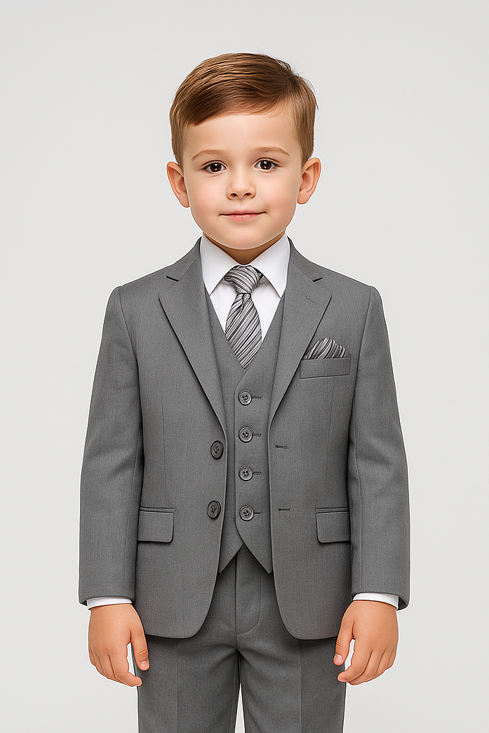 Boys Slim Fit Formal Suit - Sebastian Le Blanc - Grey Model Picture