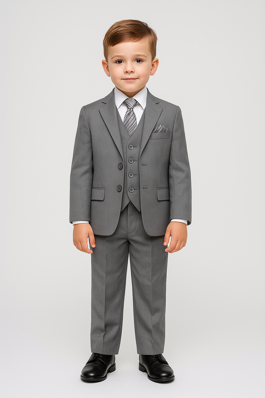 Boys Slim Fit Formal Suit - Sebastian Le Blanc - Grey Front Picture