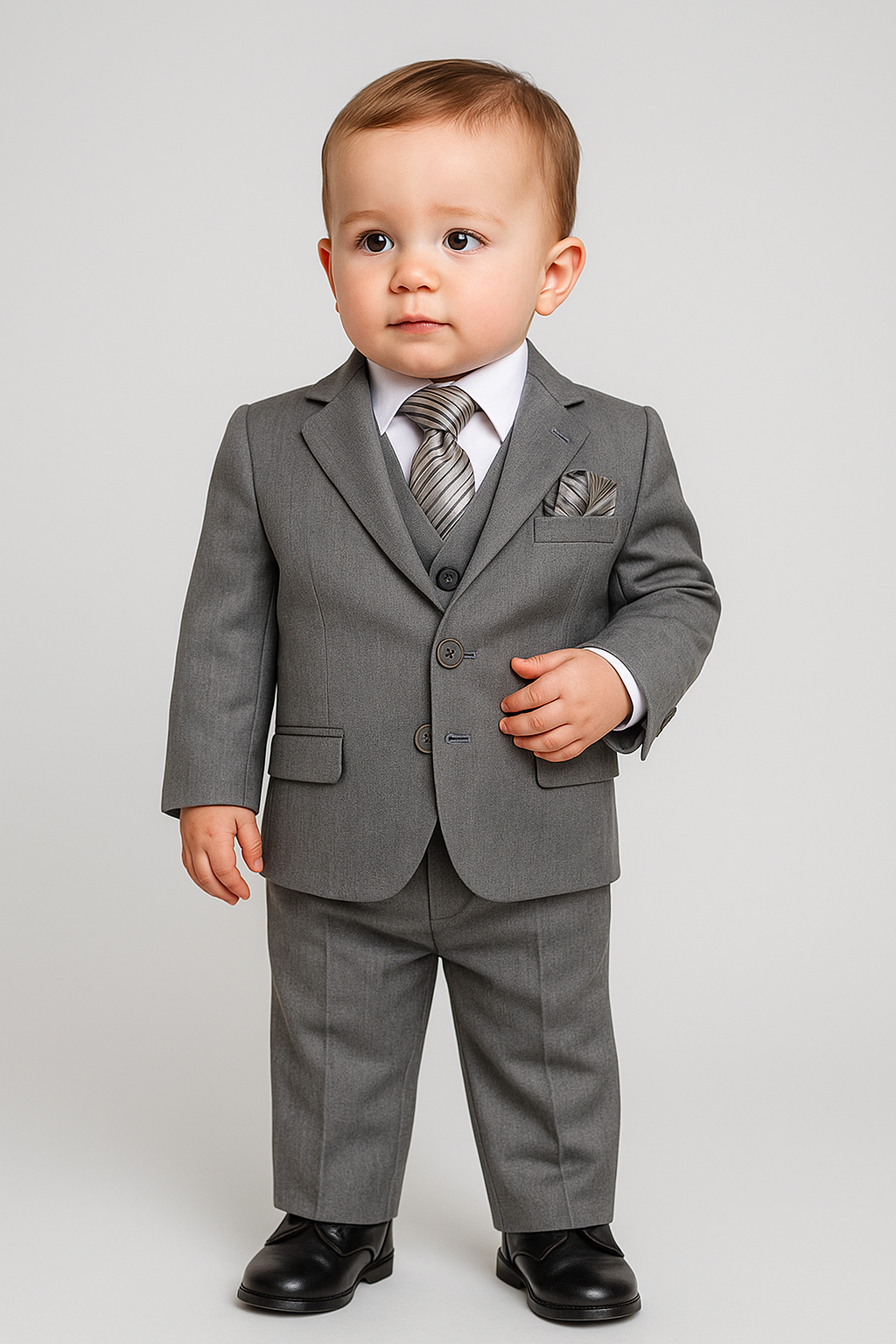 Boys Slim Fit Formal Suit - Sebastian Le Blanc - Grey