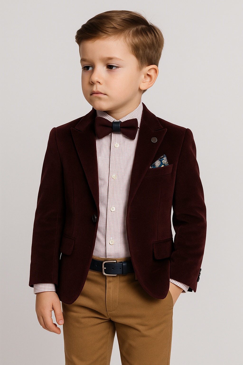 Boys Slim Fit Formal Suit Set - ARCHIE - Burgundy