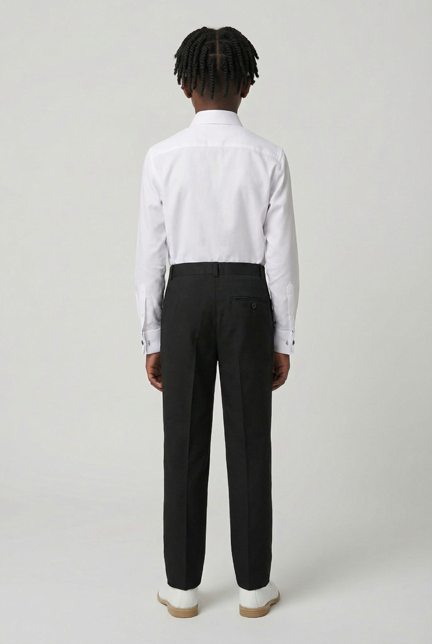 Pantalones formales ajustados para niños con cintura ajustable - negro
