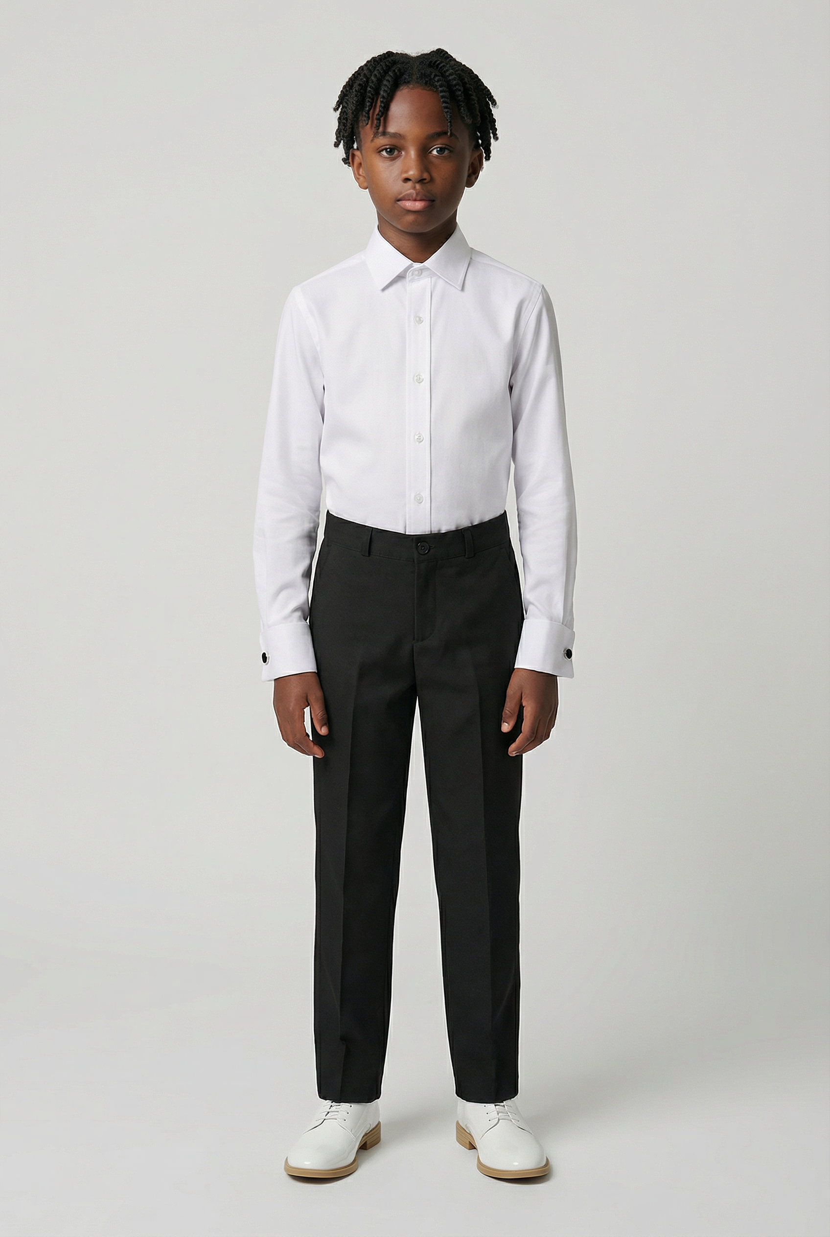 Pantalones formales ajustados para niños con cintura ajustable - negro