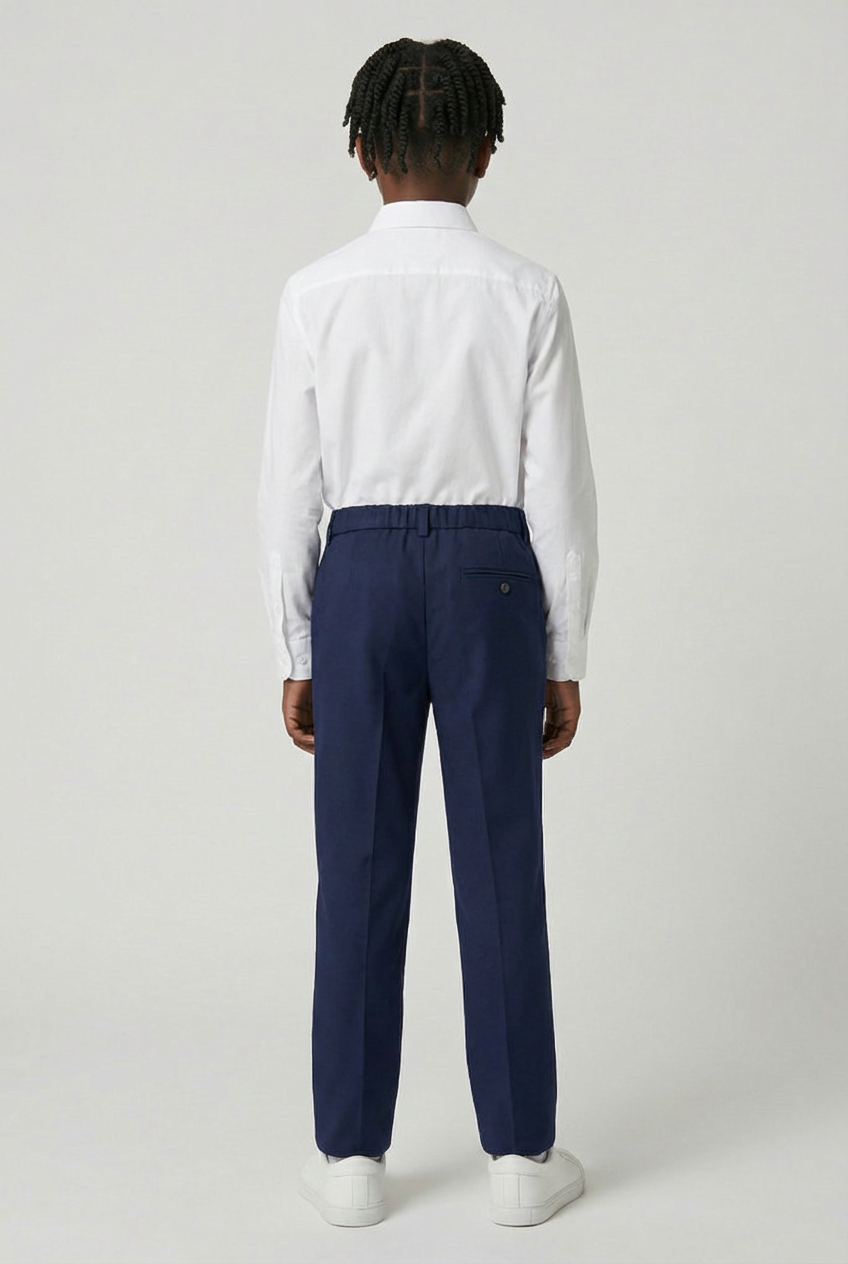 Pantaloni formali slim fit da ragazzo con vita regolabile - Navy