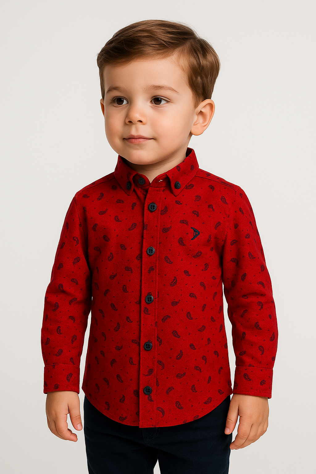 Jungen Slim Fit Paisley Smart Casual Hemd - Gemustert Rot