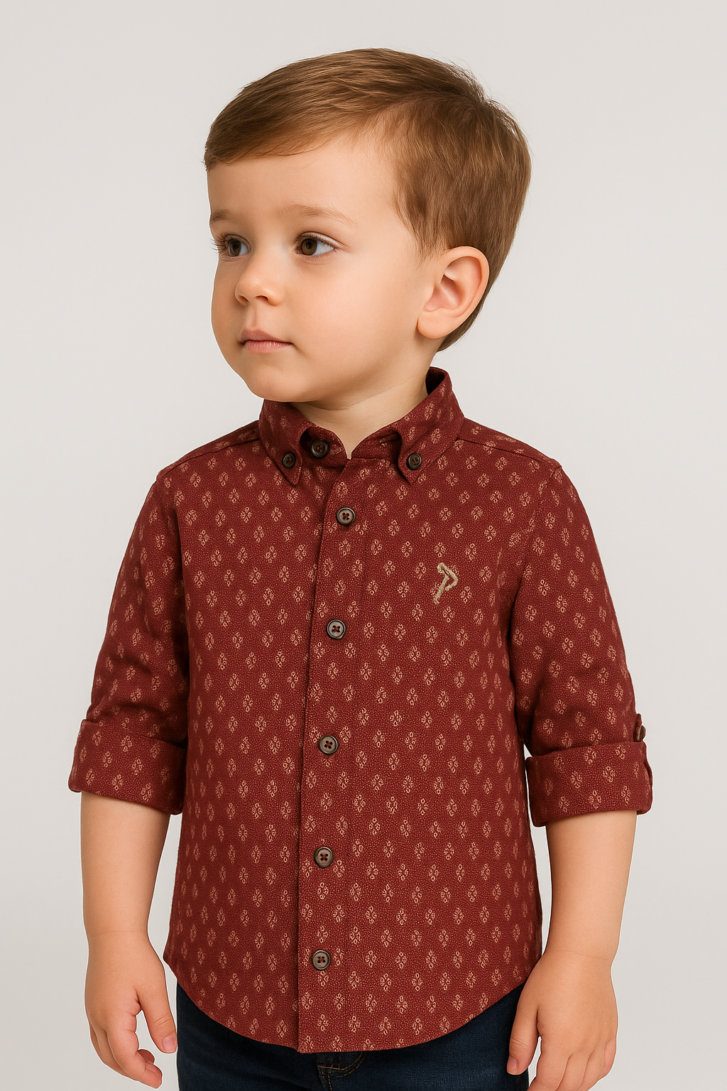 Chemise à Imprimé Slim Fit pour Garçons - Bordeaux