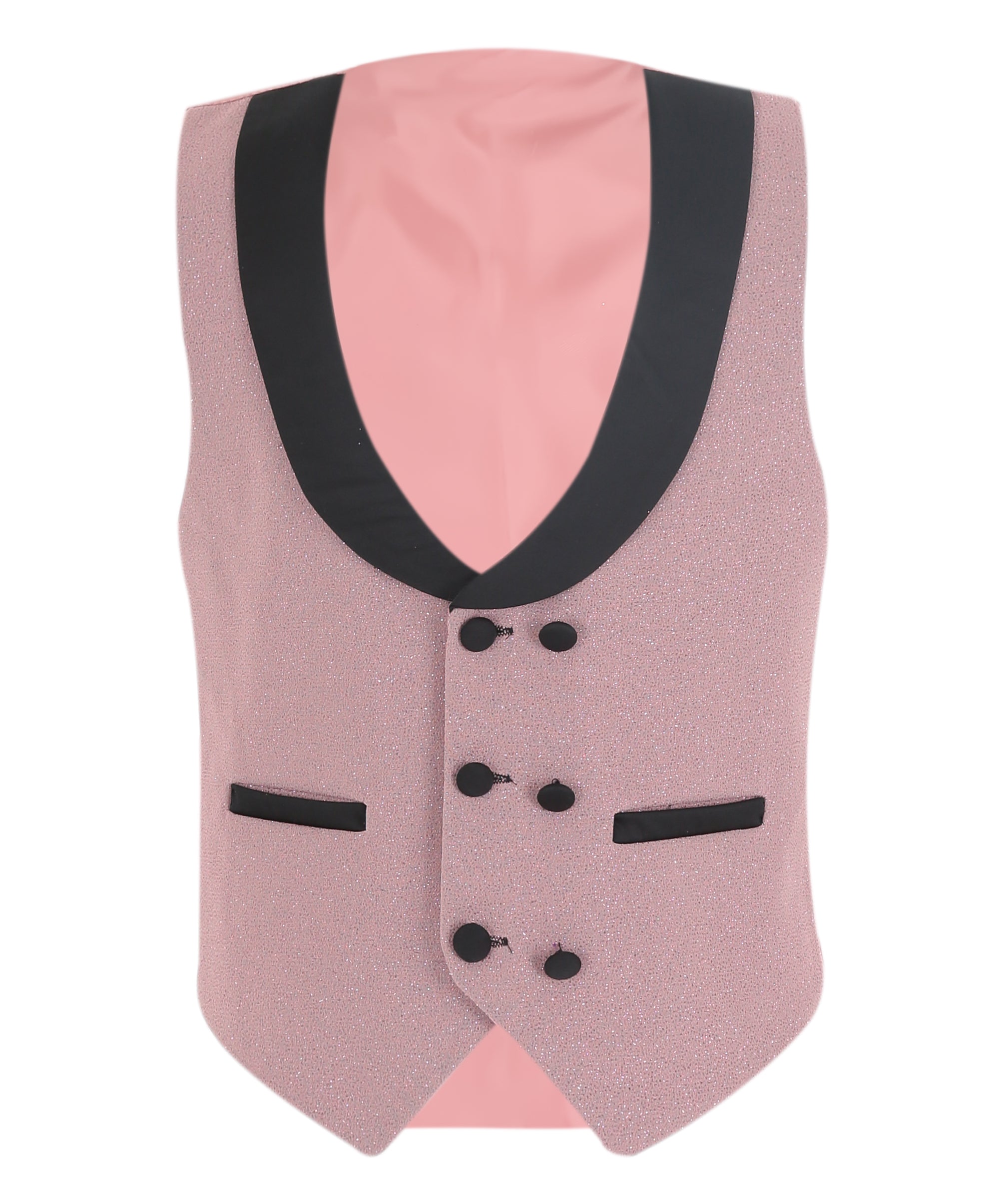 Boys Slim Fit Shimmer Tuxedo Suit - Blush Pink Front Picture