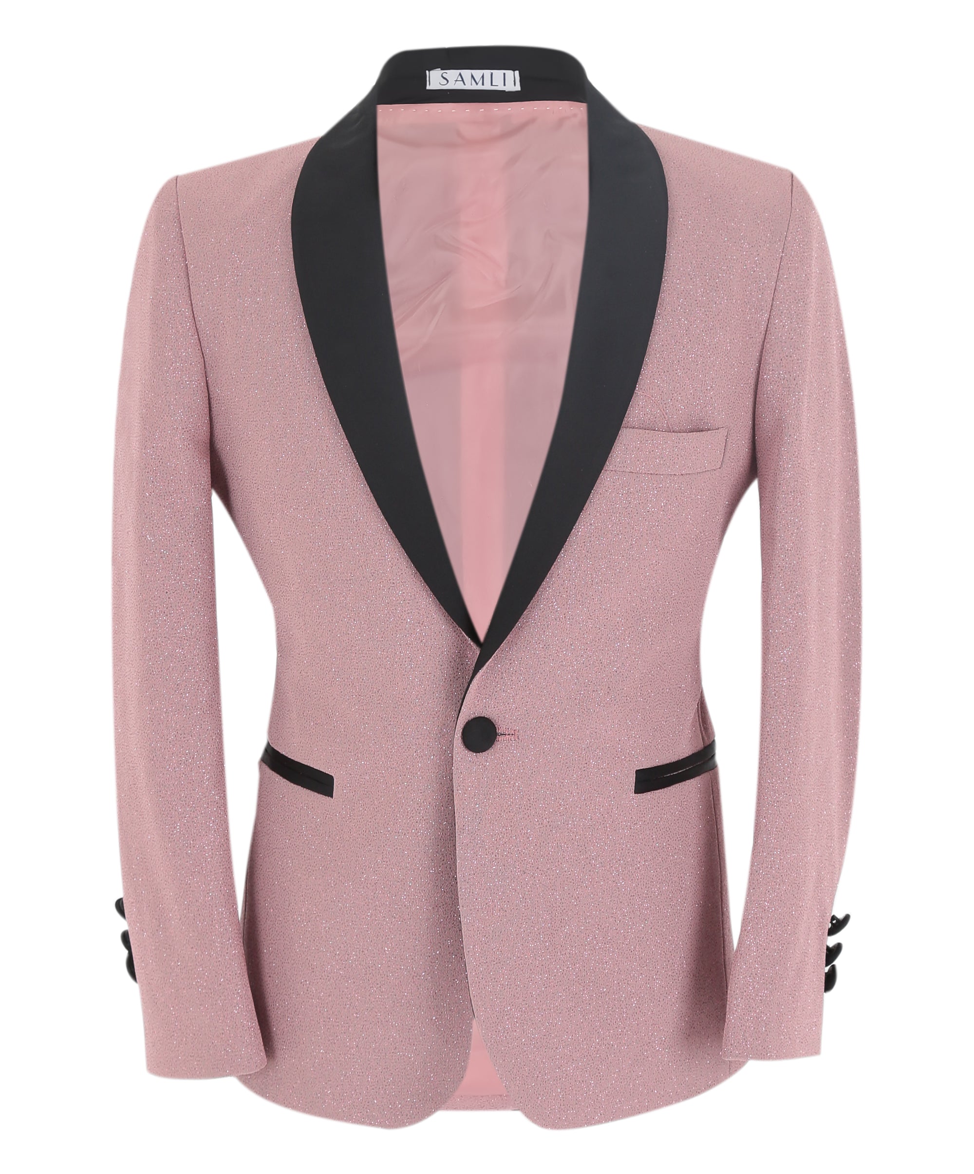 Boys Slim Fit Shimmer Tuxedo Suit - Blush Pink Boys Slim Fit Shimmer Tuxedo Suit - Blush Pink Jaket Picture