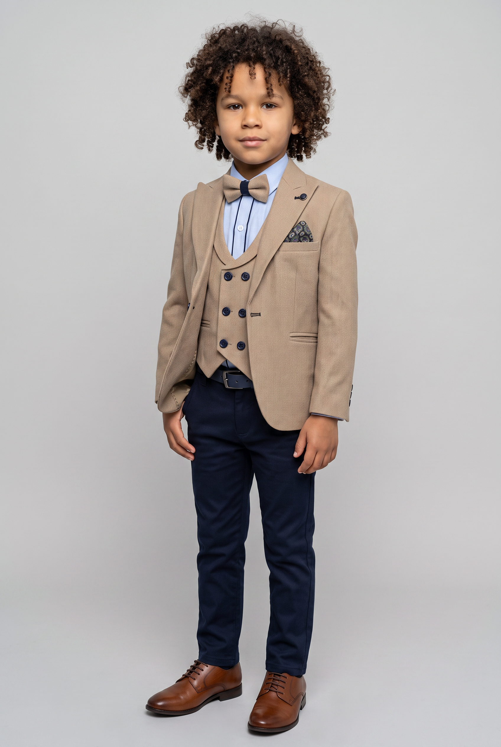 Jungen Slim Fit Anzug - HENRY - Beige