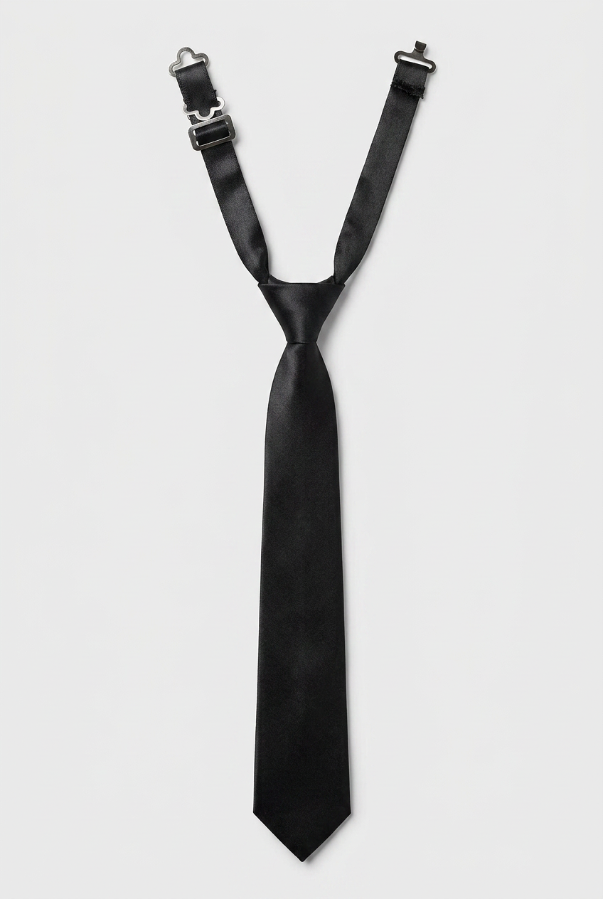 Boys' Slim Pre-Tied Textured Formal Tie - Black