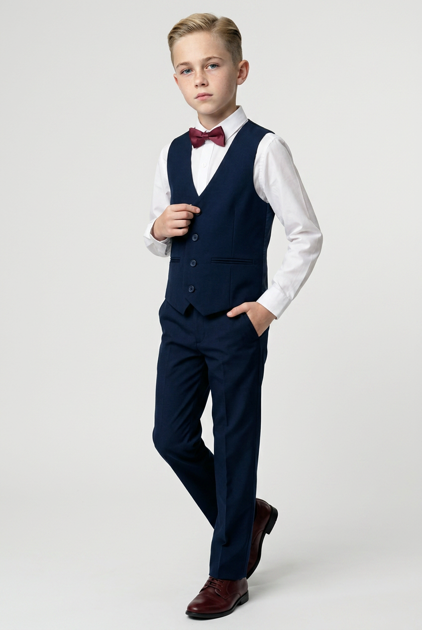Traje de chaleco de verano para niños 4 piezas - Azul marino