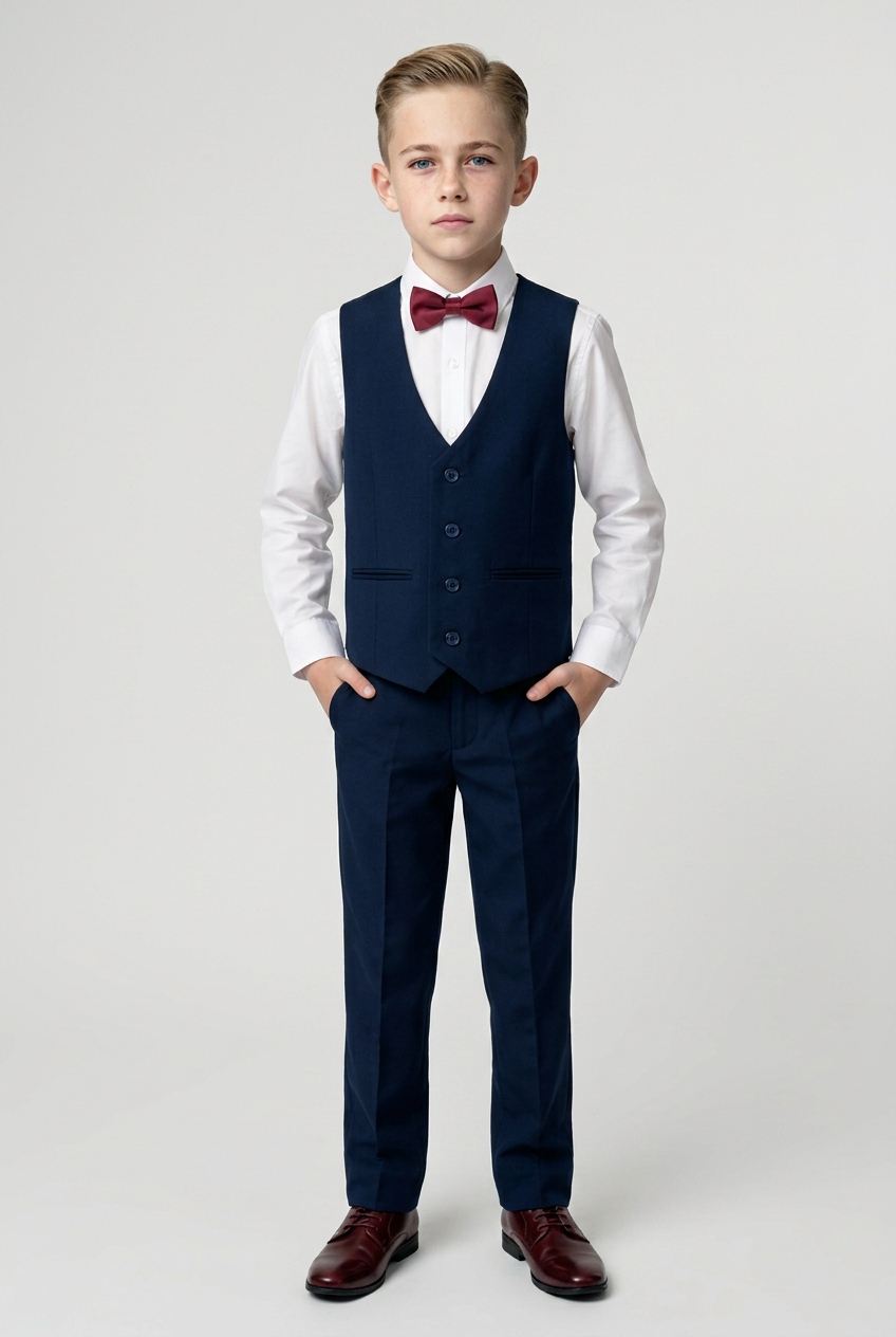 Ensemble gilet d'été 4 pièces pour garçon - Bleu marine