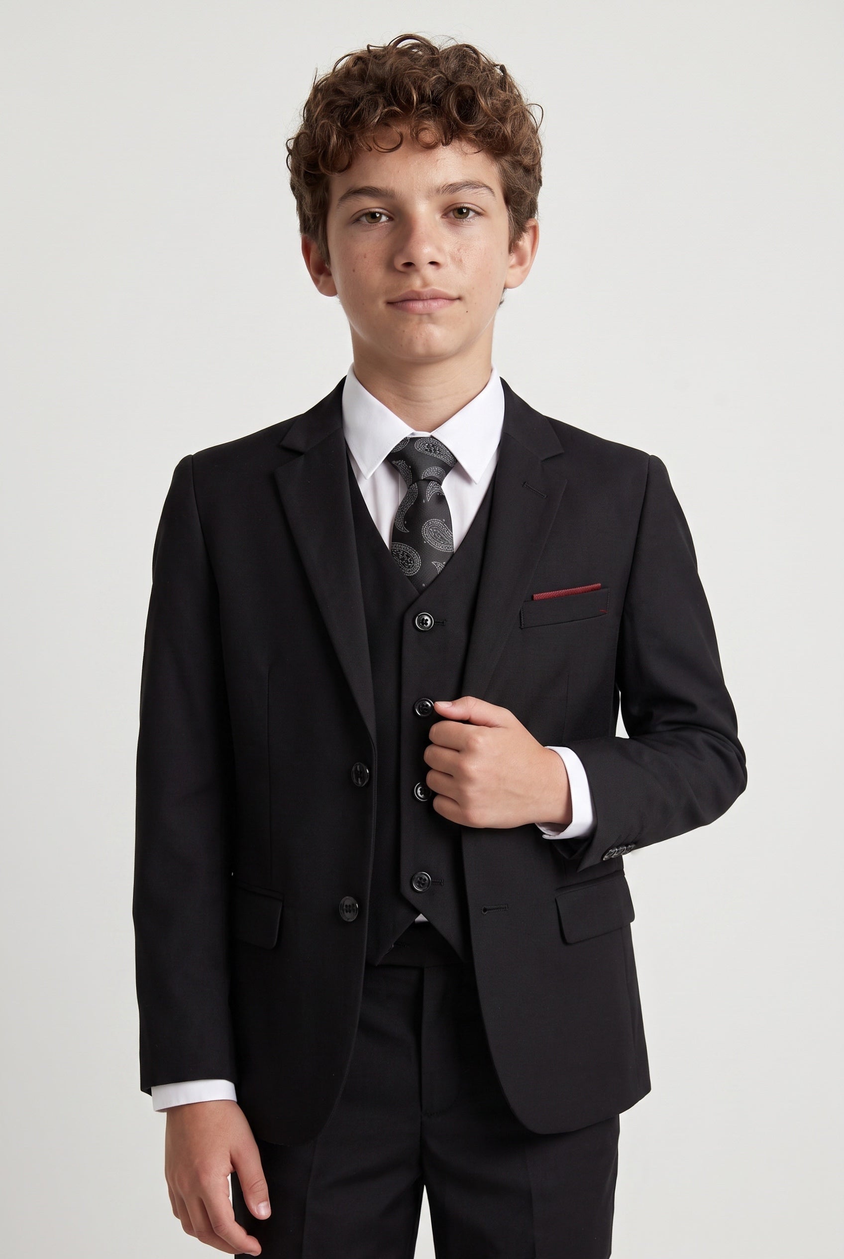 Boys Tailored Fit Black Suit - PARKER - Black