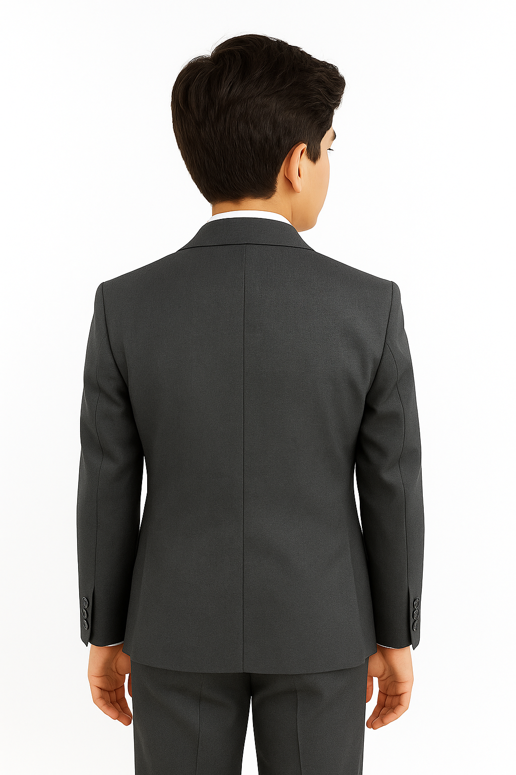 Boys Tailored Fit Formal Suit - AIDEN - Grey Back Picture