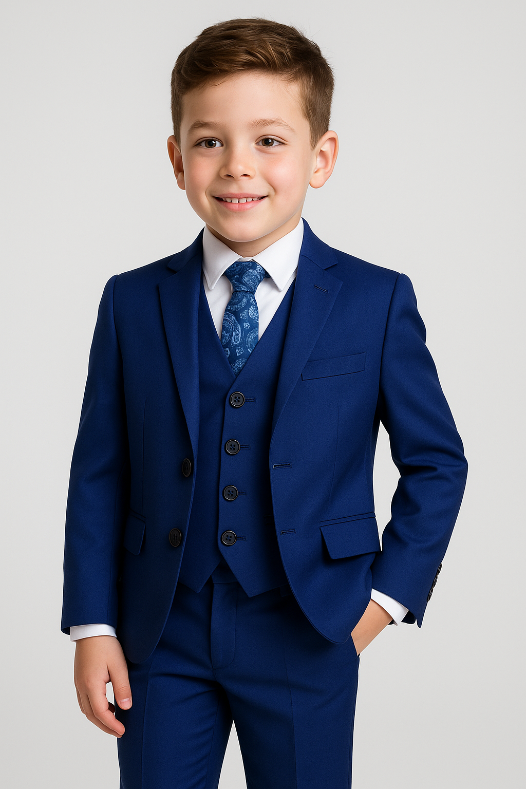 Costume Formel Tailored Fit pour Garçons - Bleu Parlement