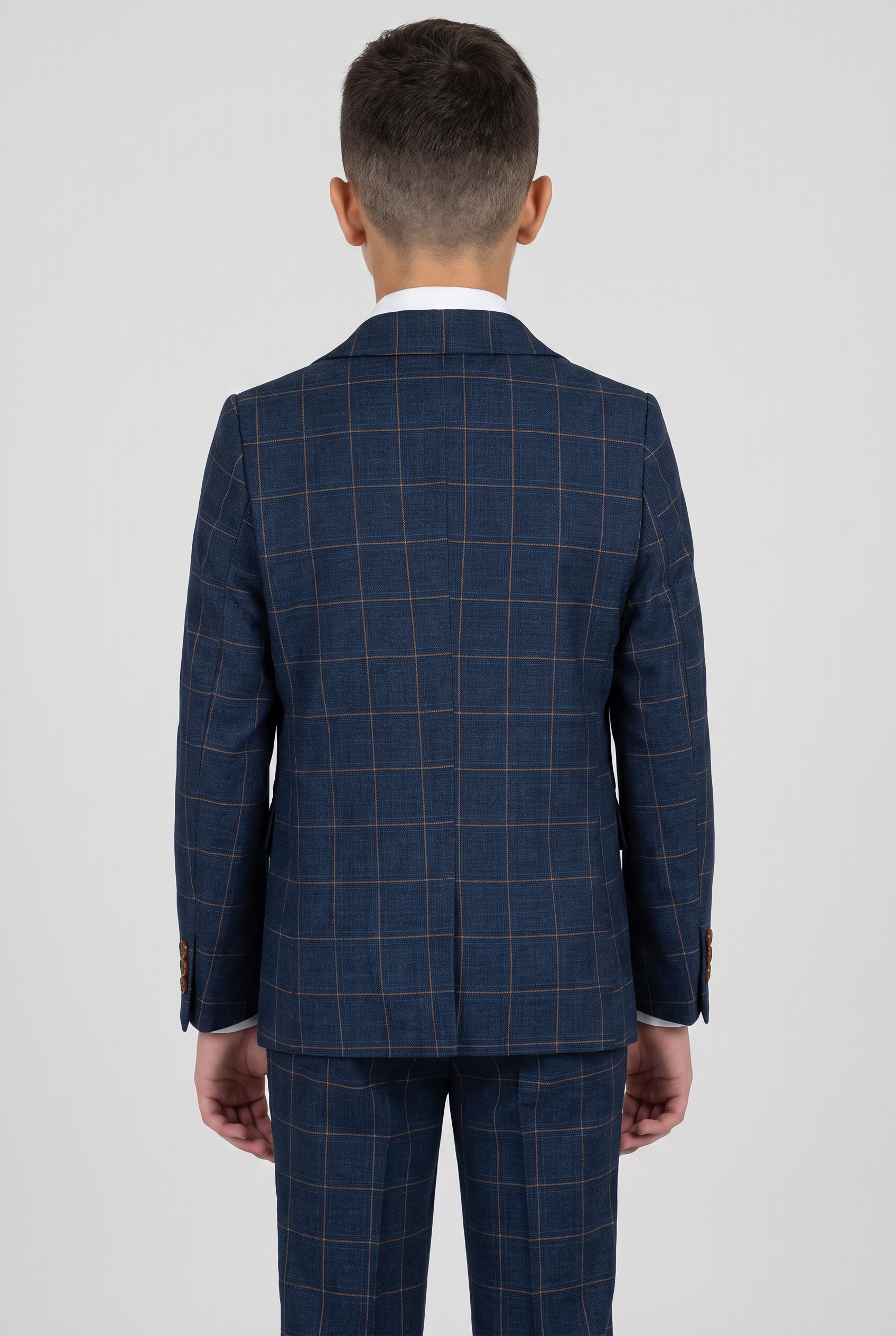 Costume garçon coupe ajustée à carreaux fenêtre - Bleu bleuet