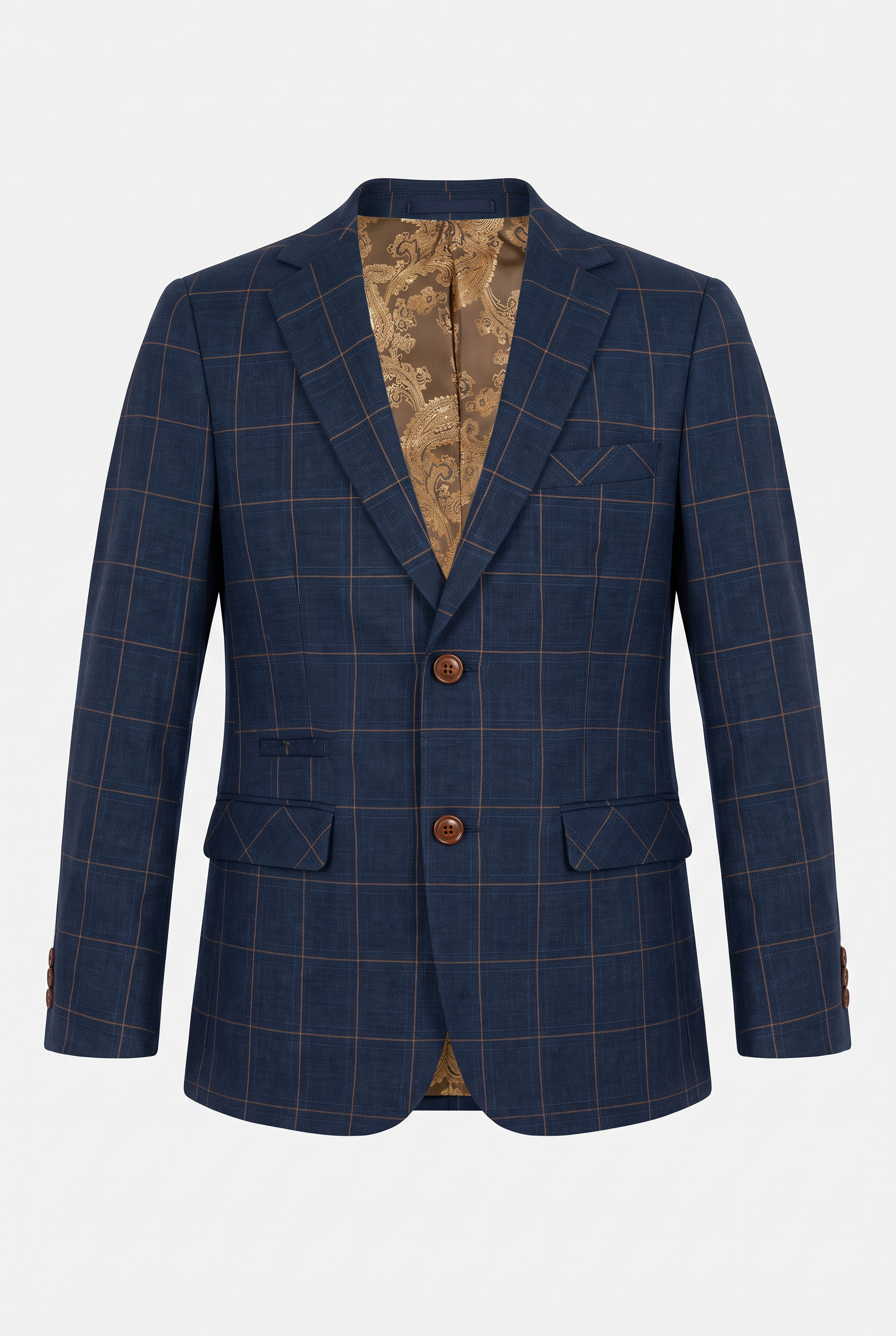 Costume garçon coupe ajustée à carreaux fenêtre - Bleu bleuet