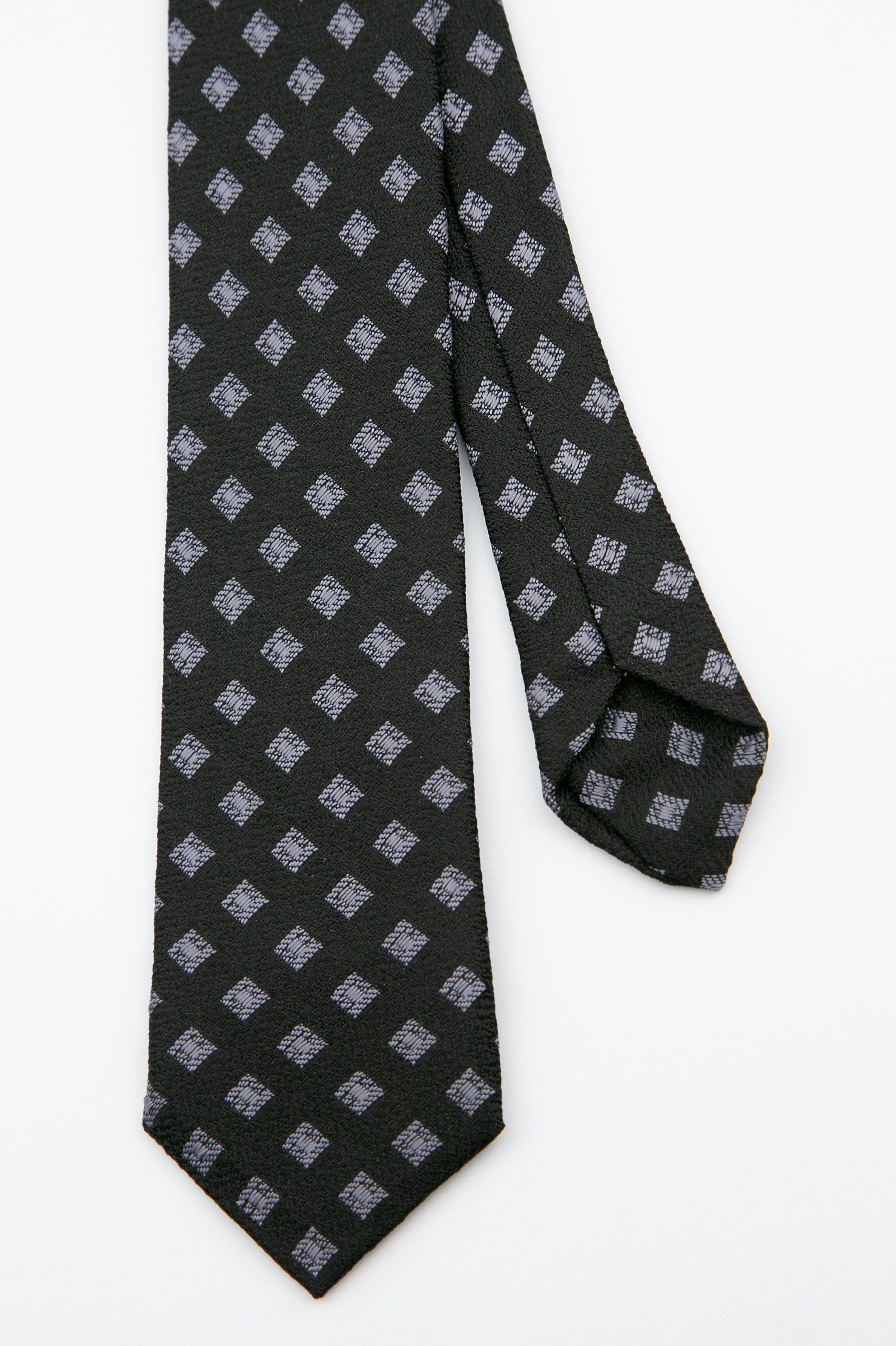 Boys’ Textured Diamond Slim Tie & Hanky Set - Black