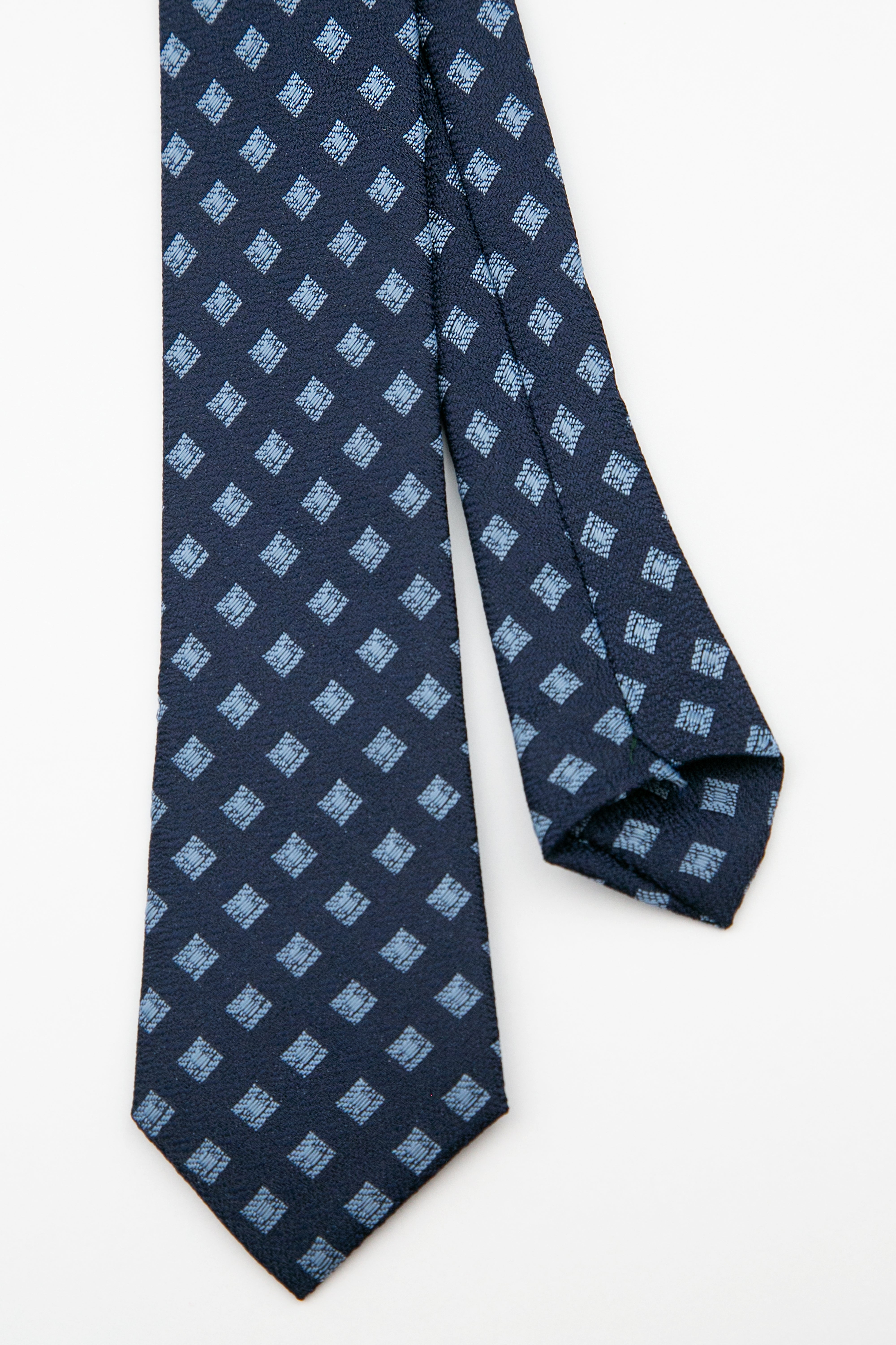 Boys’ Textured Diamond Slim Tie & Hanky Set - Navy Blue