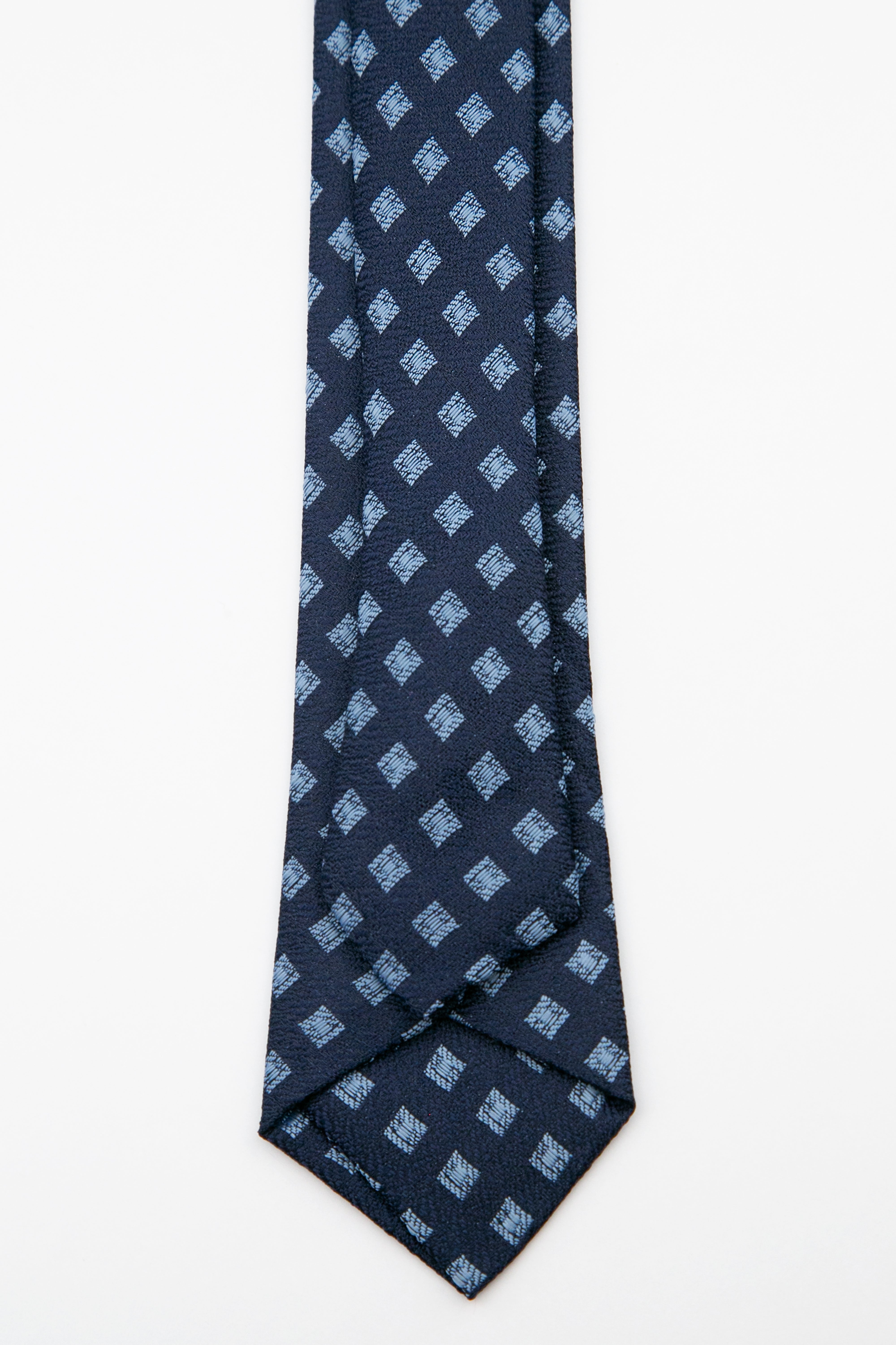 Boys’ Textured Diamond Slim Tie & Hanky Set - Navy Blue Detail Picture