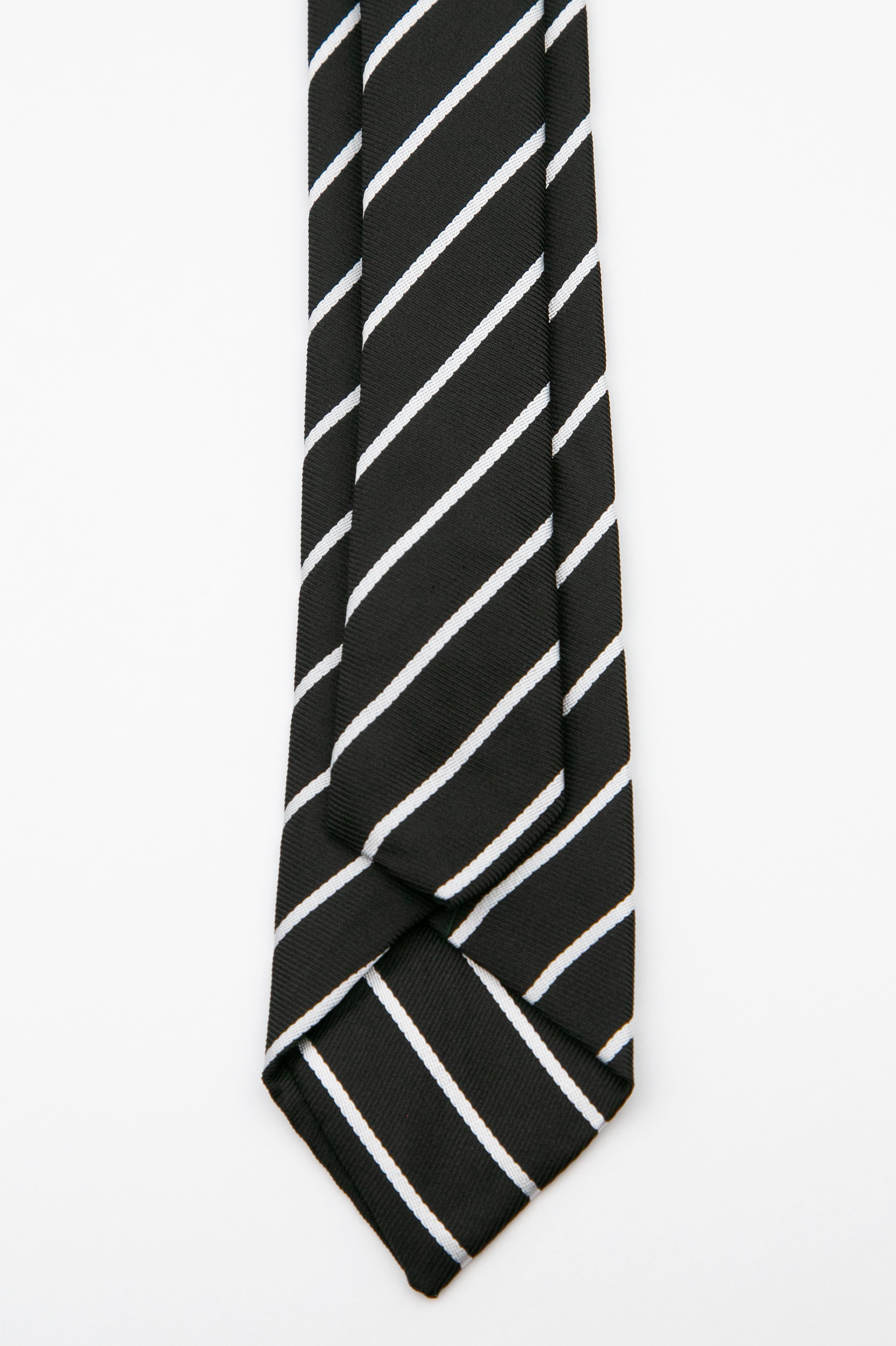 Boys’ Textured Striped Slim Tie & Pocket Square Set - Black Back Picture