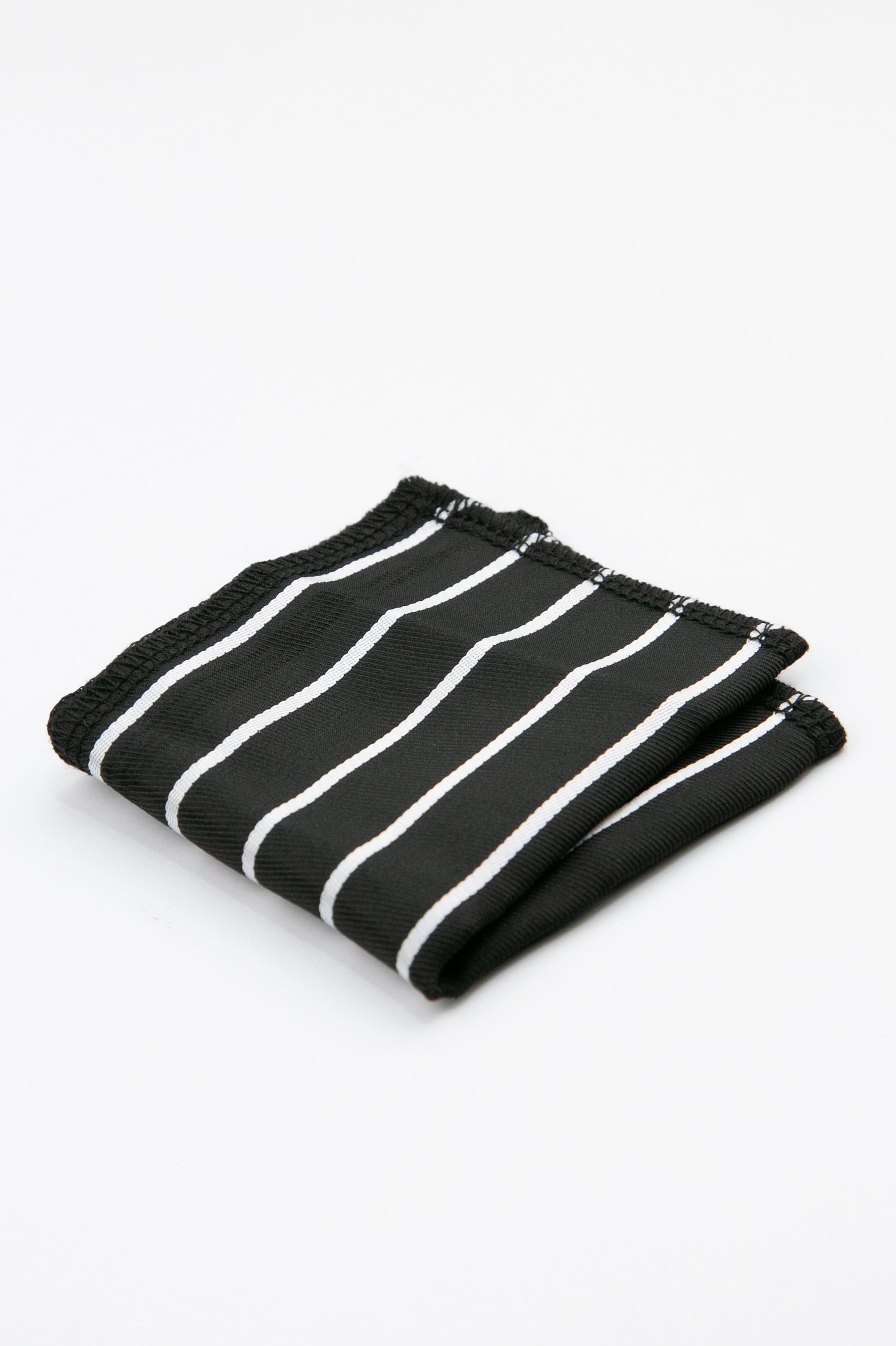 Boys’ Textured Striped Slim Tie & Pocket Square Set - Black Hanky Picture