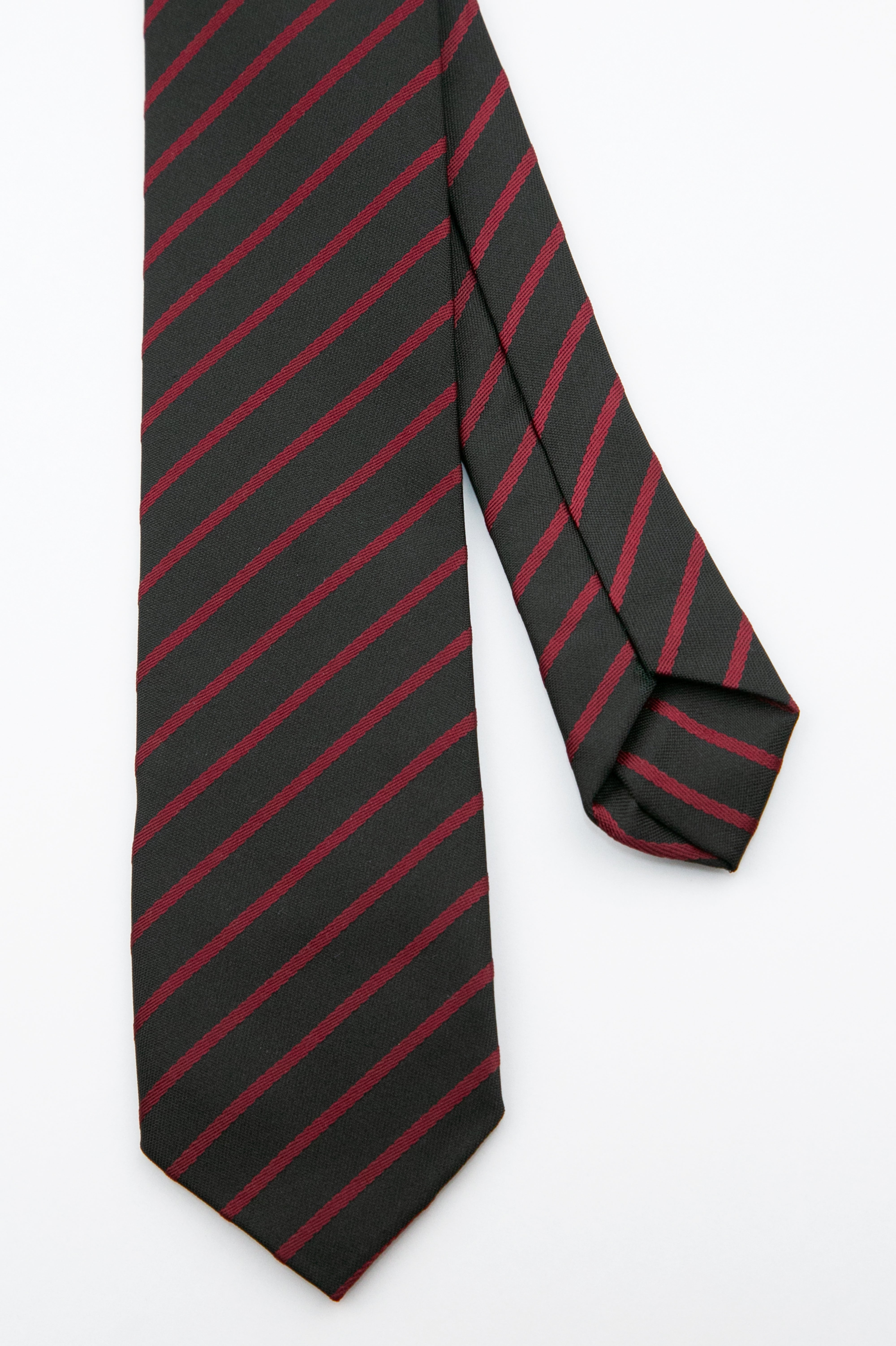 Boys’ Textured Striped Slim Tie & Pocket Square Set - Burgundy Front and Back Picture