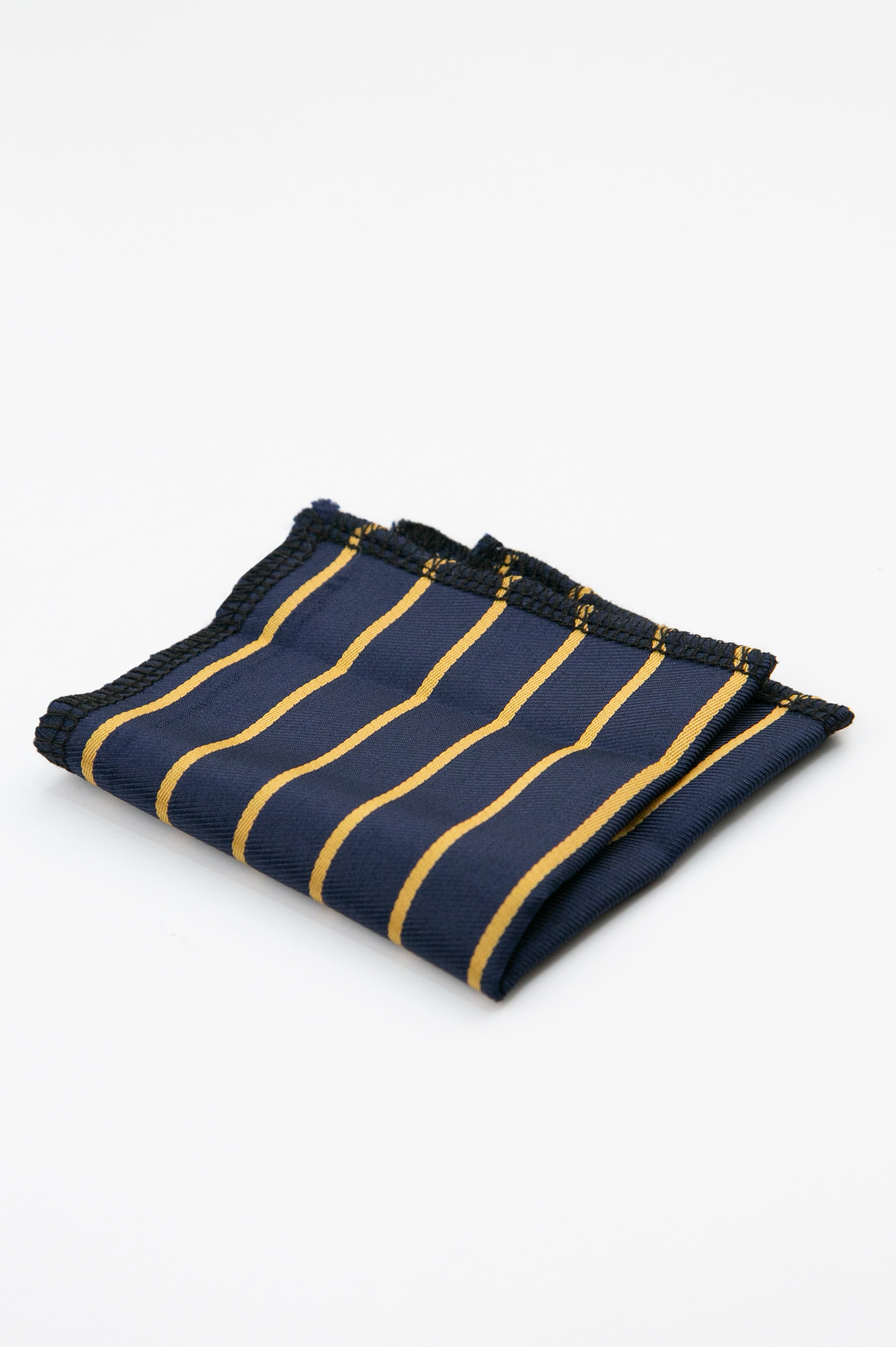 Boys’ Textured Striped Slim Tie & Pocket Square Set - Navy Hanky Picture