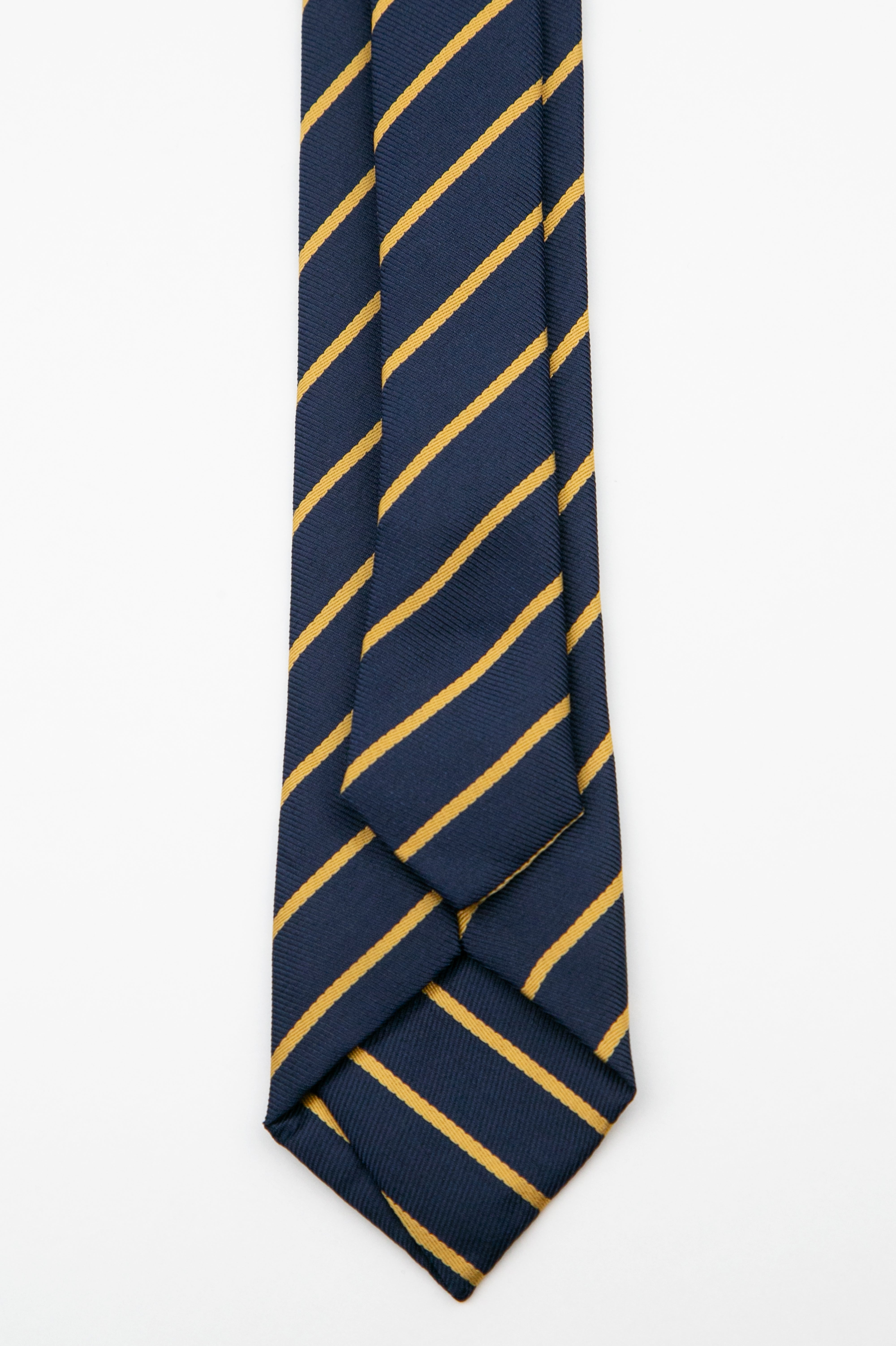 Boys’ Textured Striped Slim Tie & Pocket Square Set - Navy Back Picture