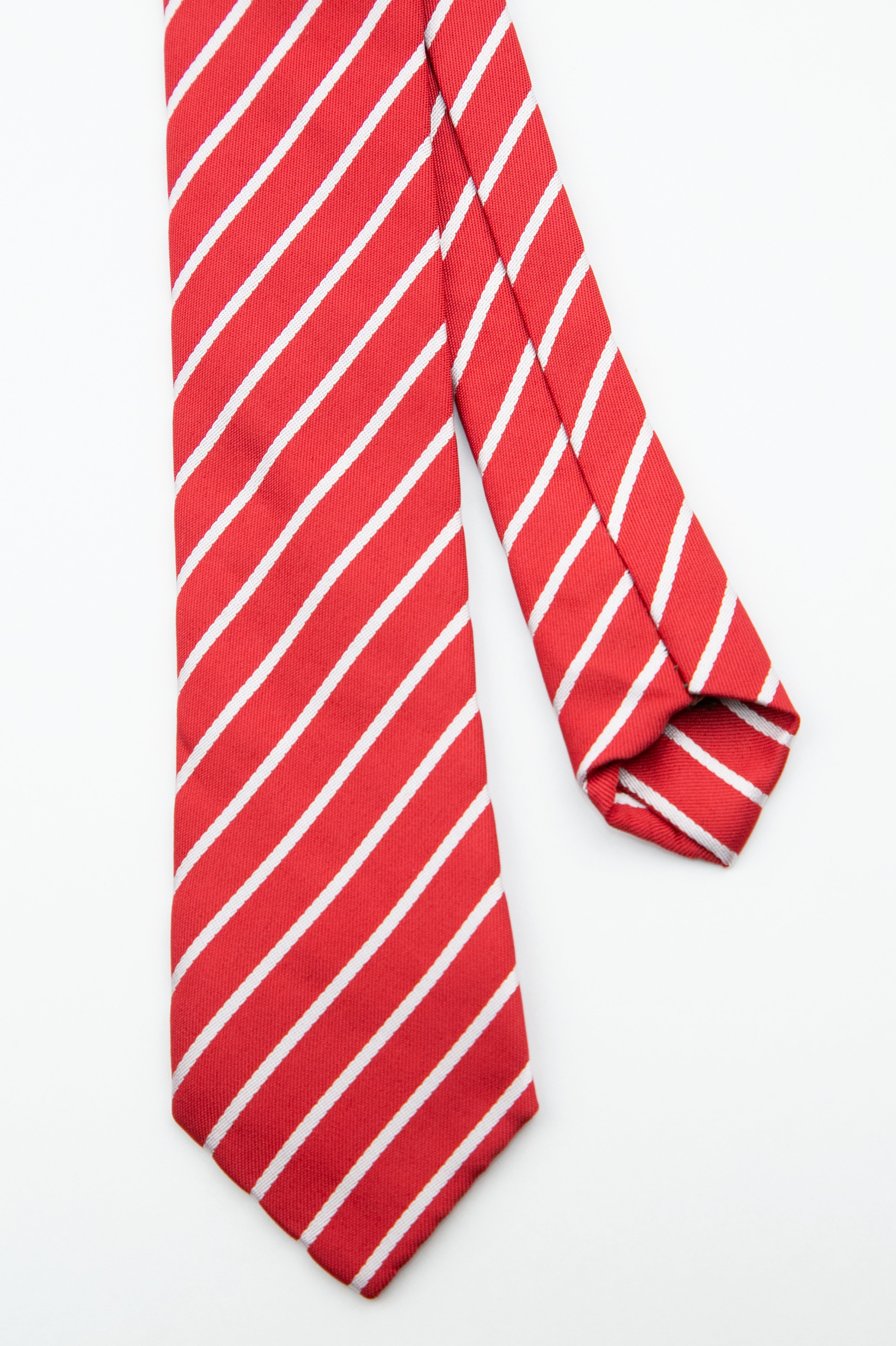 Boys’ Textured Striped Slim Tie & Pocket Square Set - Red Front and Back Picture