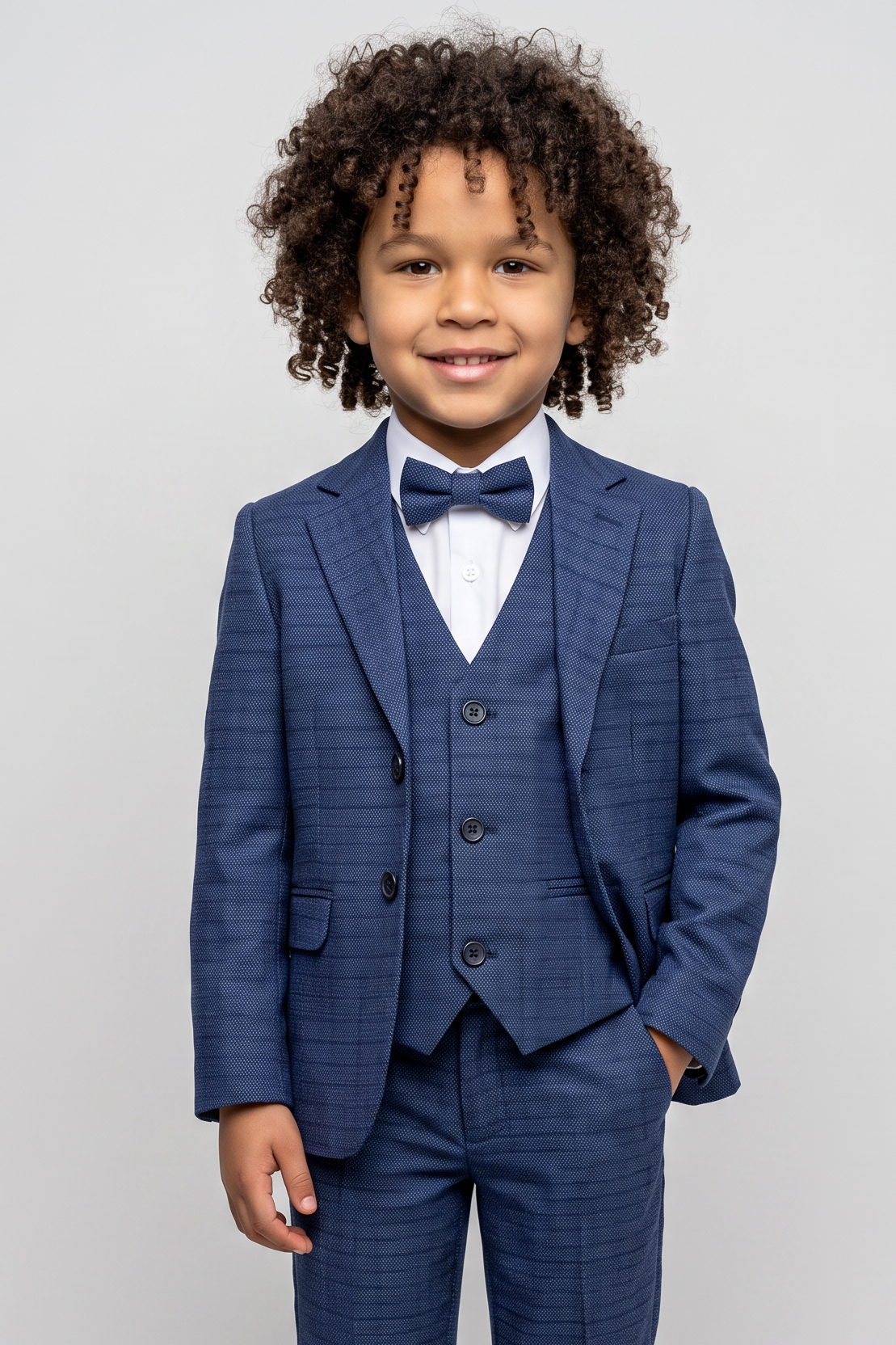 Traje de cuadros texturizado para niños - Joseph Blue - Azul