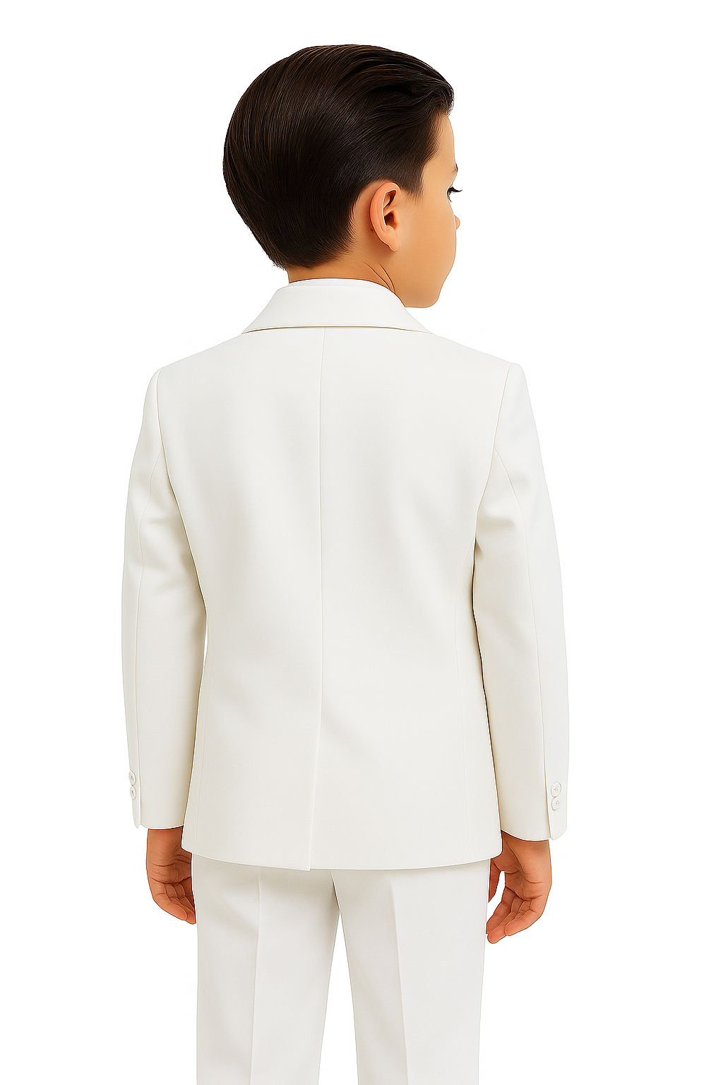 Boys Tuxedo Suit Set - White Model Back Picture