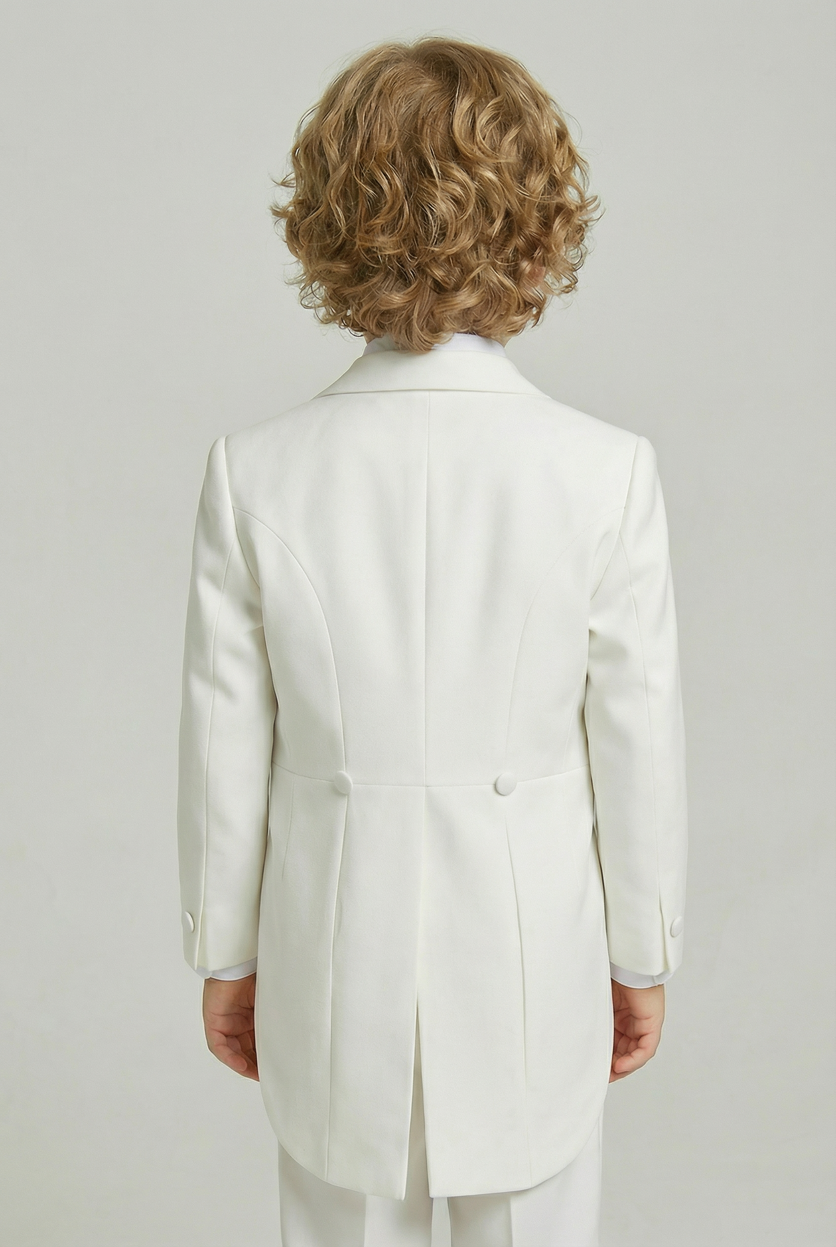 Boys Tuxedo Tail Suit - Ivory Back picture