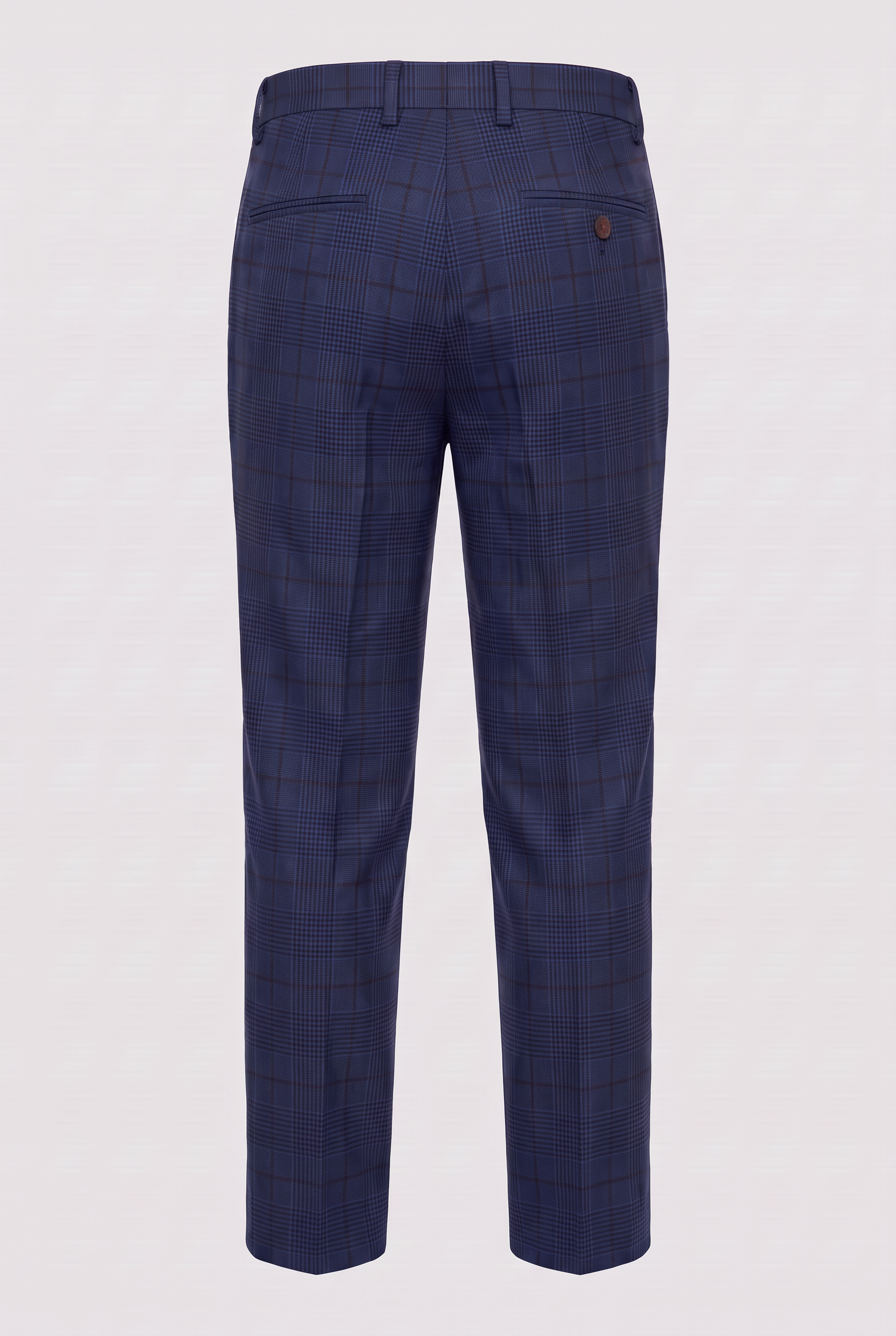 Boys Tweed Check Tailored Fit Navy Suit - ALEX - Royal Blue Trousers Back Picture