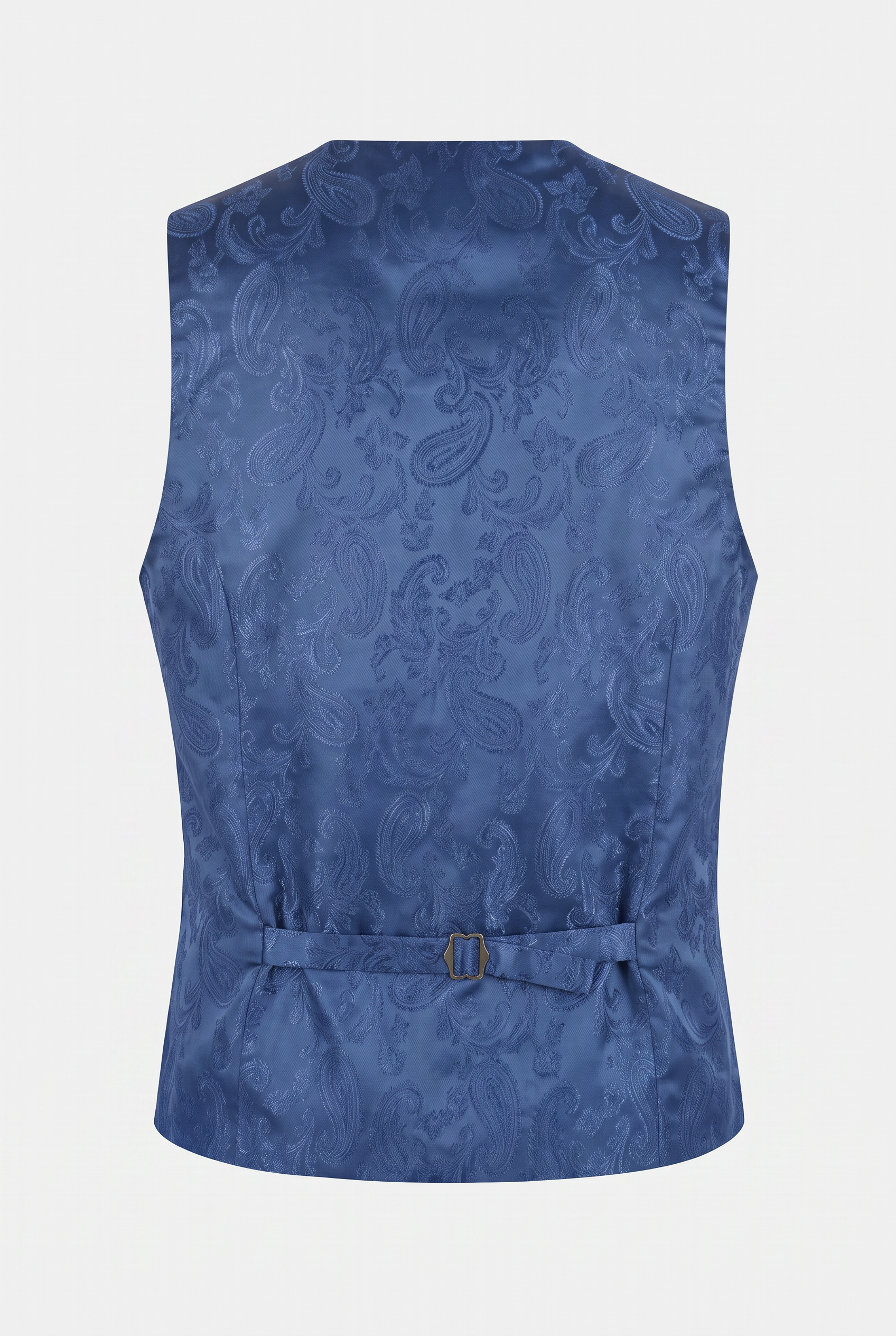 Boys Tweed Check Tailored Fit Navy Suit - ALEX - Royal Blue Waistcoat Back Picture