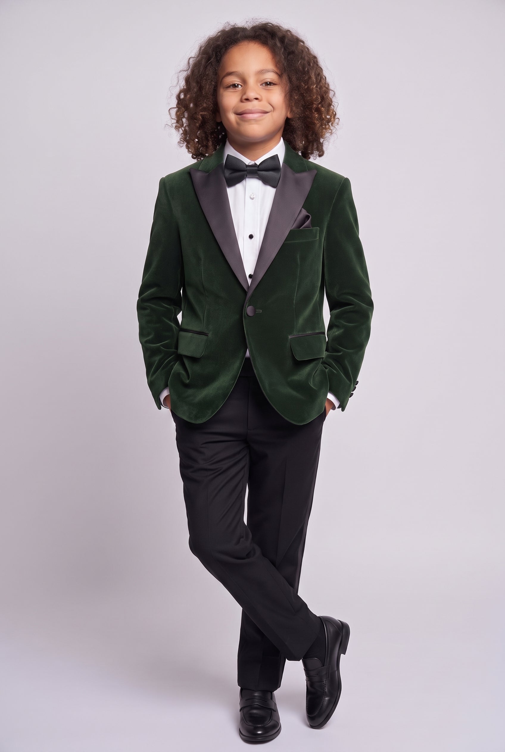 Boys Velvet Blazer Satin Lapel Dinner Jacket - Mayfair - Green