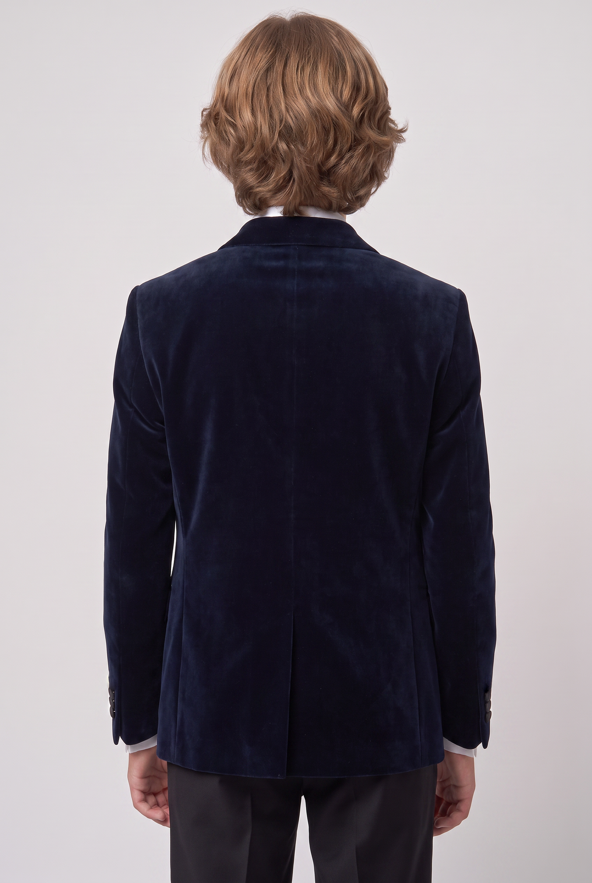Boys Velvet Blazer Satin Lapel Dinner Jacket - Mayfair - Navy Blue
