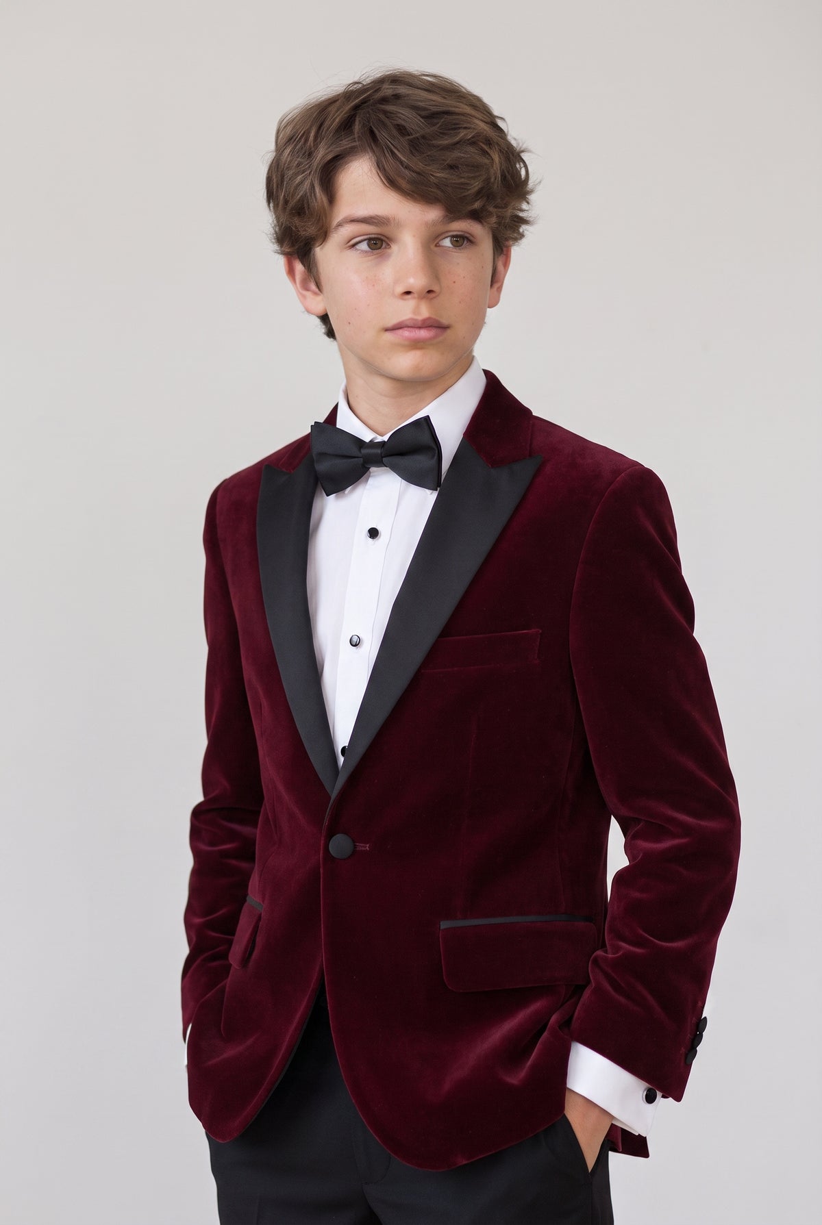 Boys Velvet Blazer Satin Lapel Dinner Jacket - Mayfair - Wine