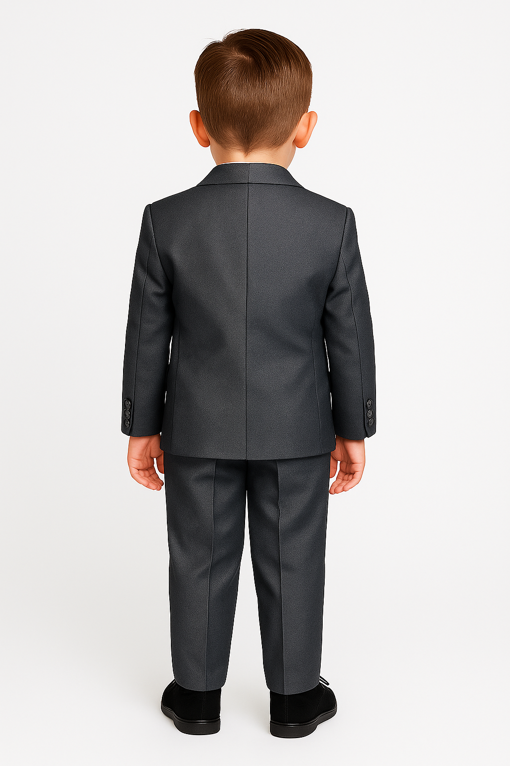 Boys Wedding Silver Suit Set - Dark Silver Back picture