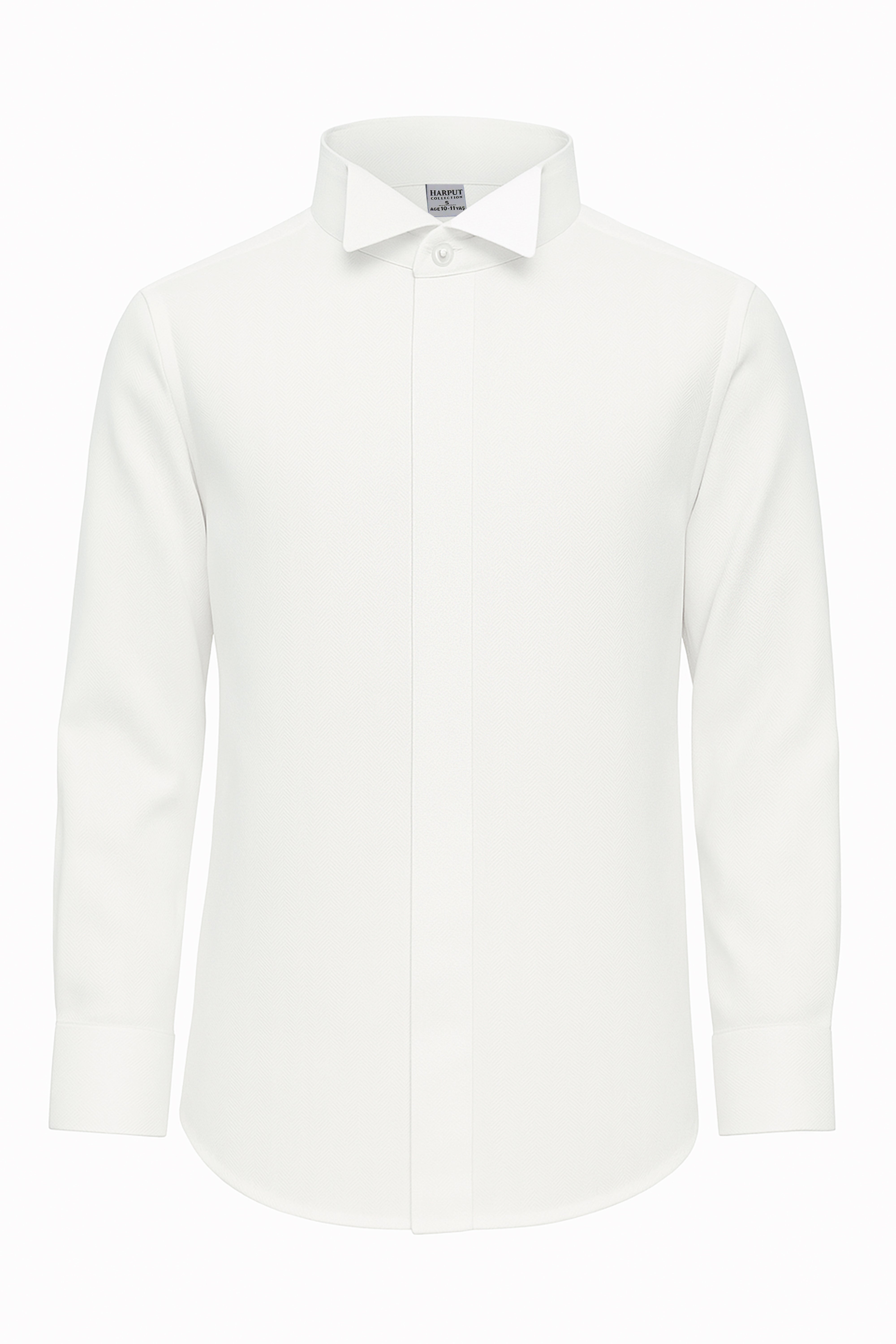 Chemise à col aile en herringbone pour garçons - HARPUT - Ivoire