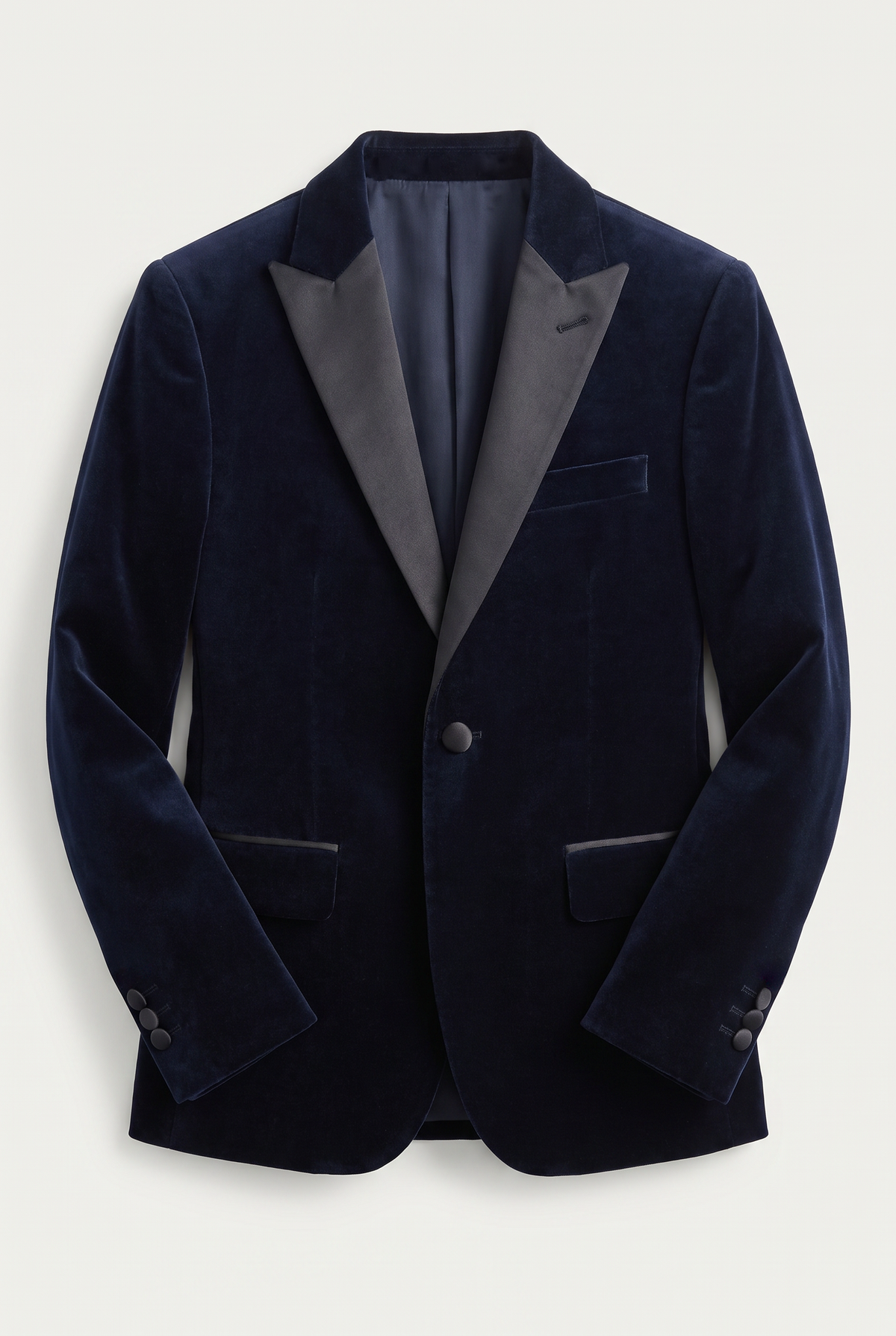 Boys Velvet Blazer Satin Lapel Dinner Jacket - Mayfair - Navy Blue