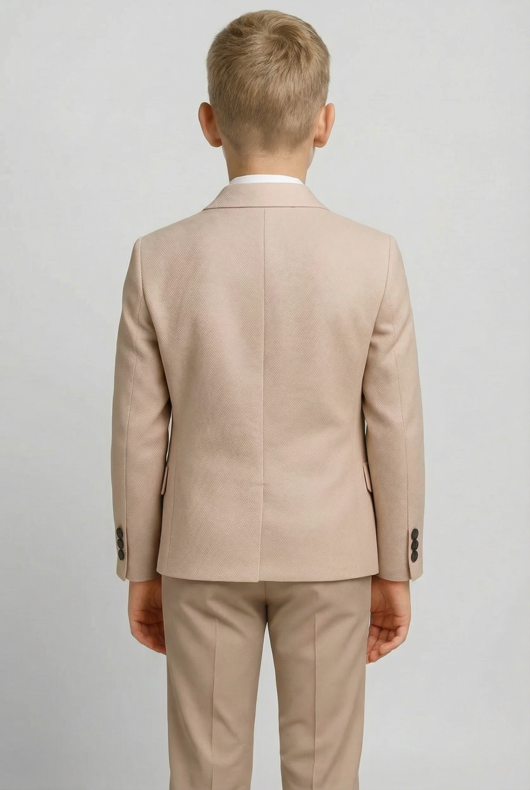 Erkek Çocuk 5 Parça Dokulu Örgü Takım Çift Düğmeli Yelekli - Tarçın